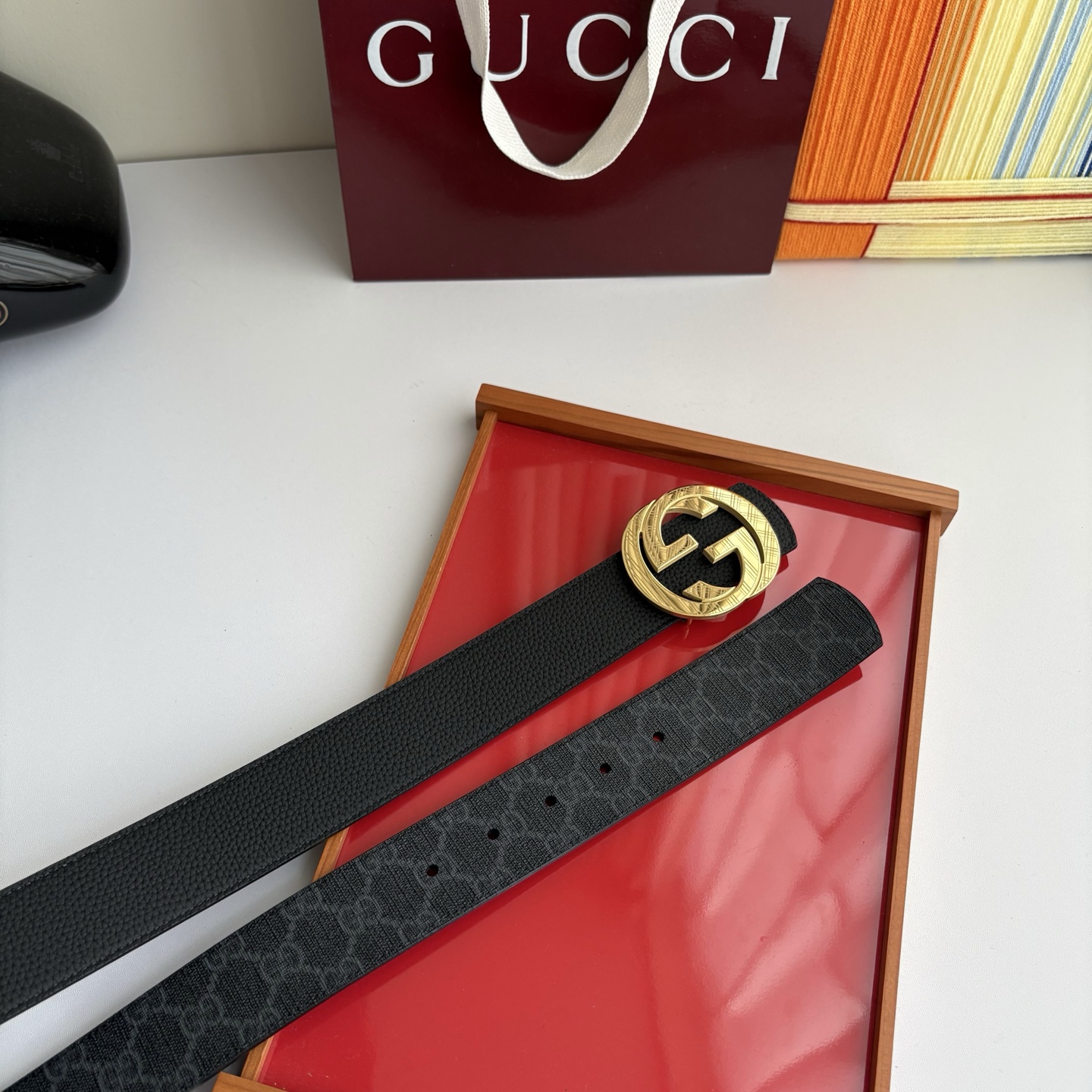 Gucci 经典原单品质，荔枝纹面搭配原版印花底，精品钢扣，精工制作，细节看图，实物拍摄，高端奢华，宽度