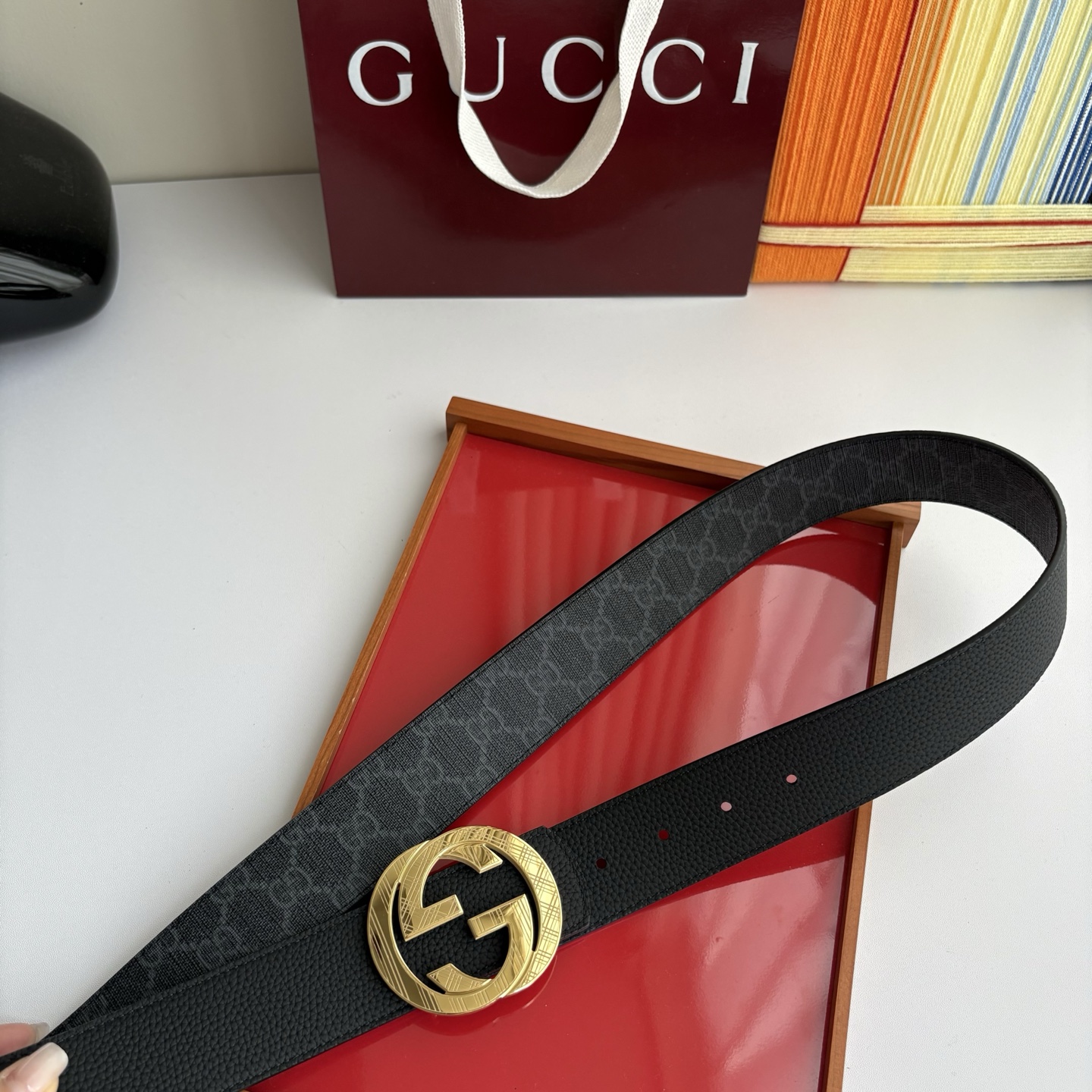Gucci 经典原单品质，荔枝纹面搭配原版印花底，精品钢扣，精工制作，细节看图，实物拍摄，高端奢华，宽度