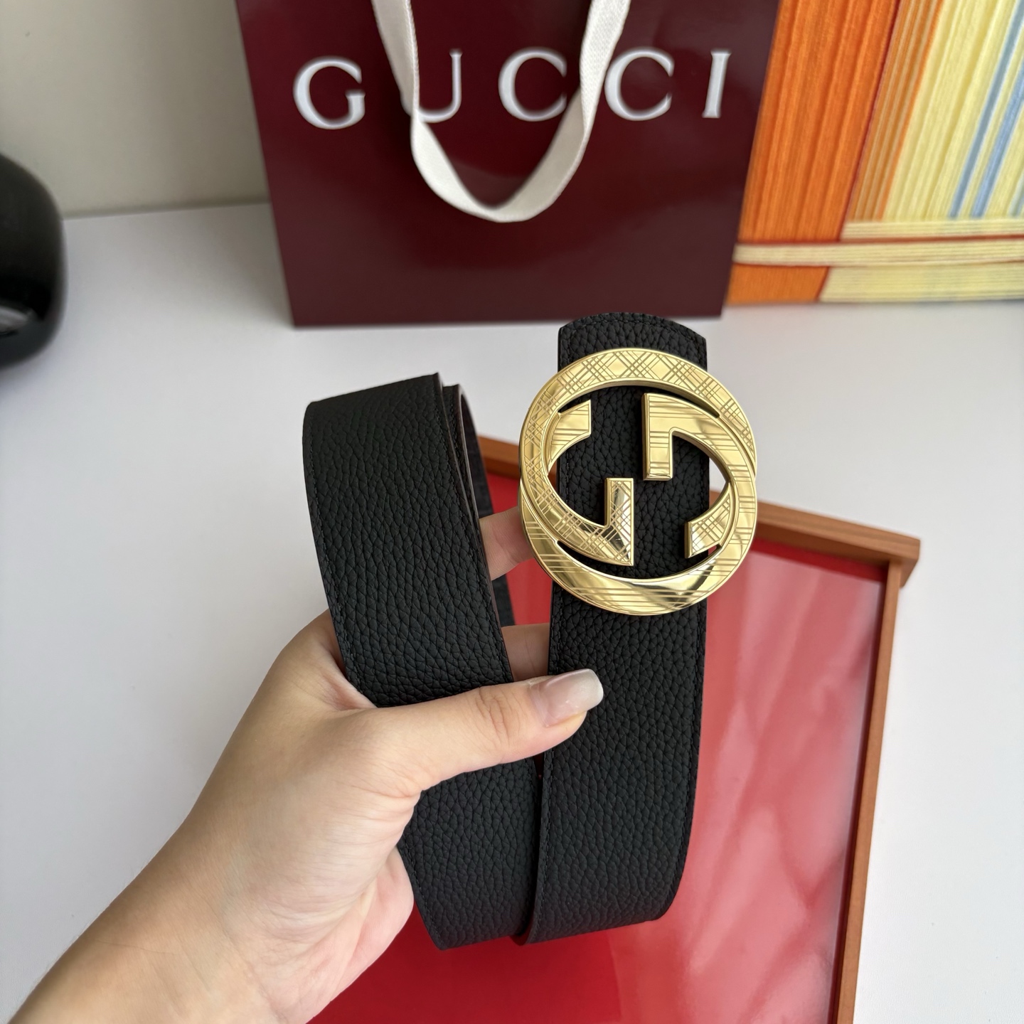 Gucci 经典原单品质，荔枝纹面搭配原版印花底，精品钢扣，精工制作，细节看图，实物拍摄，高端奢华，宽度