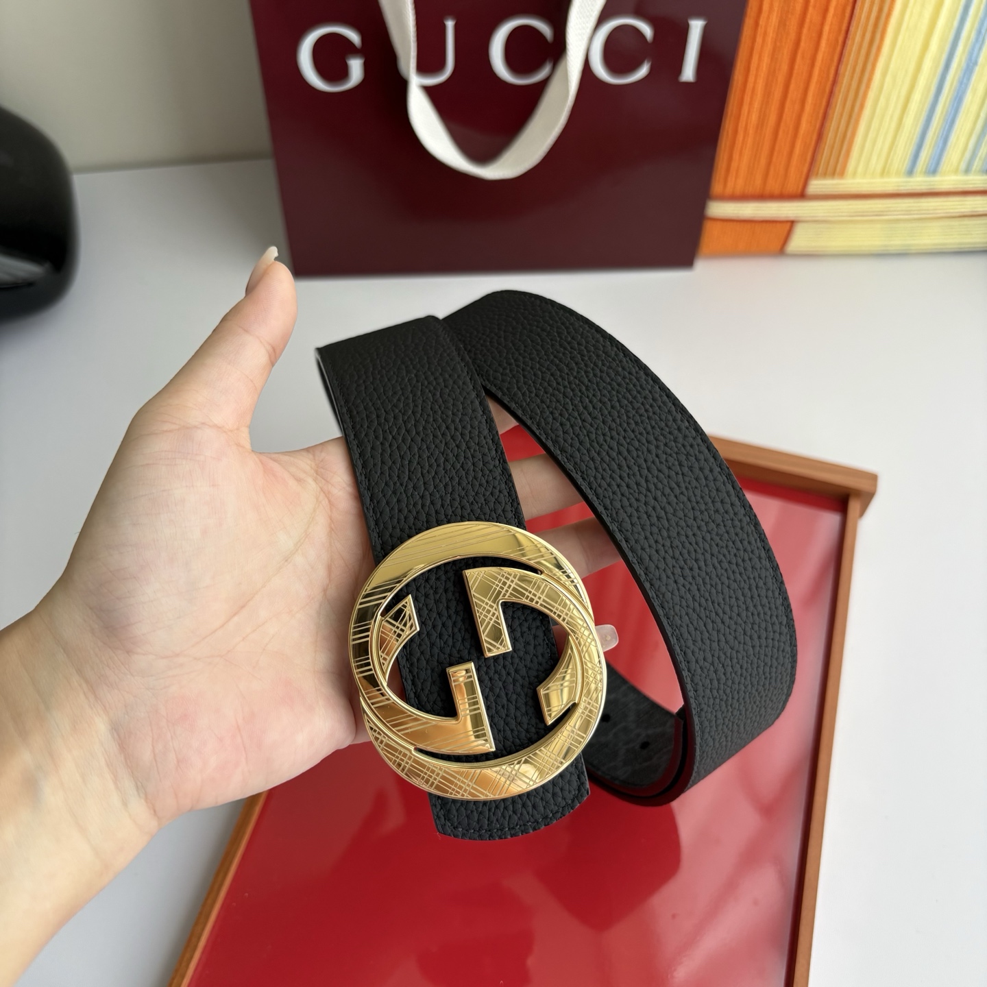 Gucci 经典原单品质，荔枝纹面搭配原版印花底，精品钢扣，精工制作，细节看图，实物拍摄，高端奢华，宽度