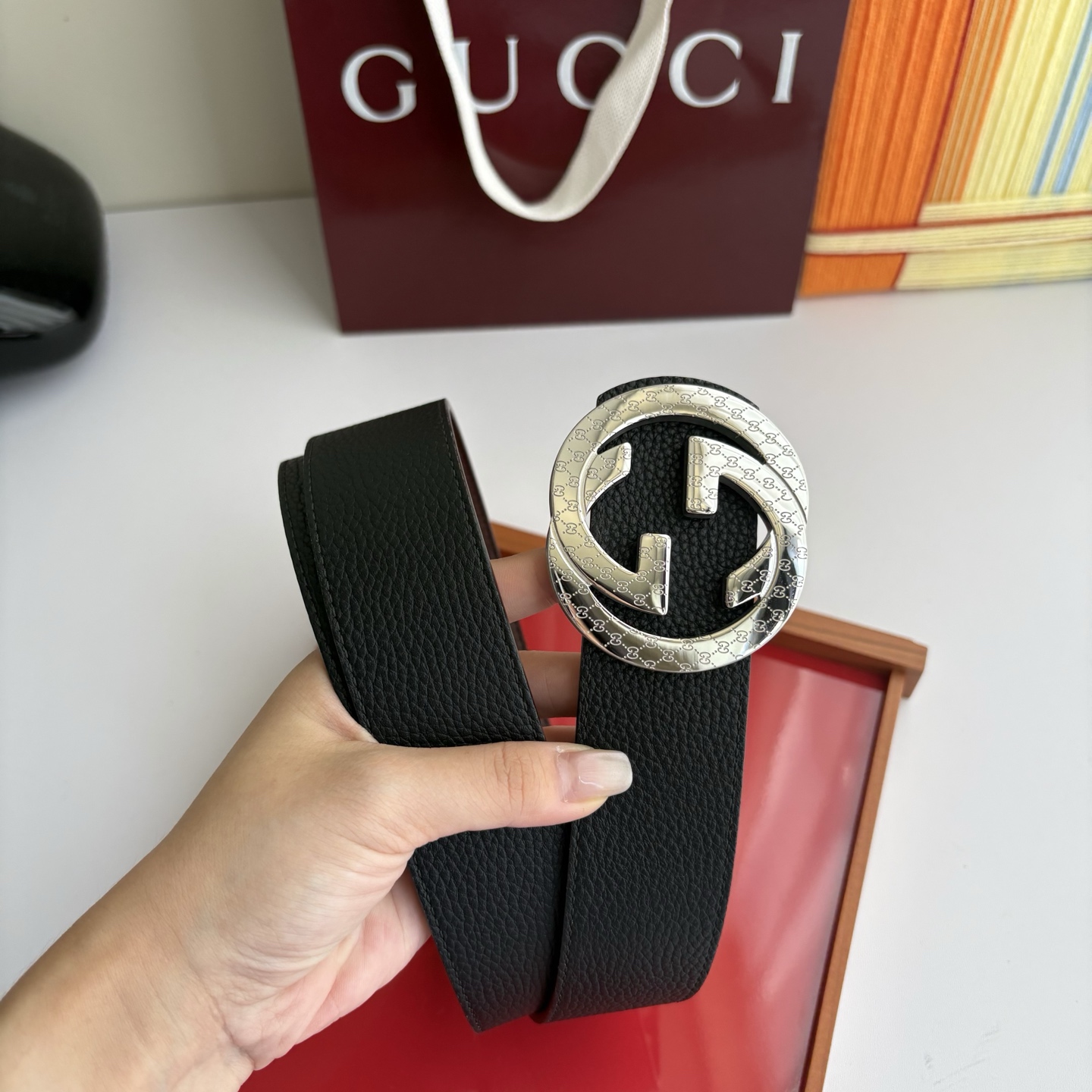 Gucci 经典原单品质，黑咖双面荔枝纹，精品钢扣，精工制作，细节看图，实物拍摄，高端奢华，宽度4.0c