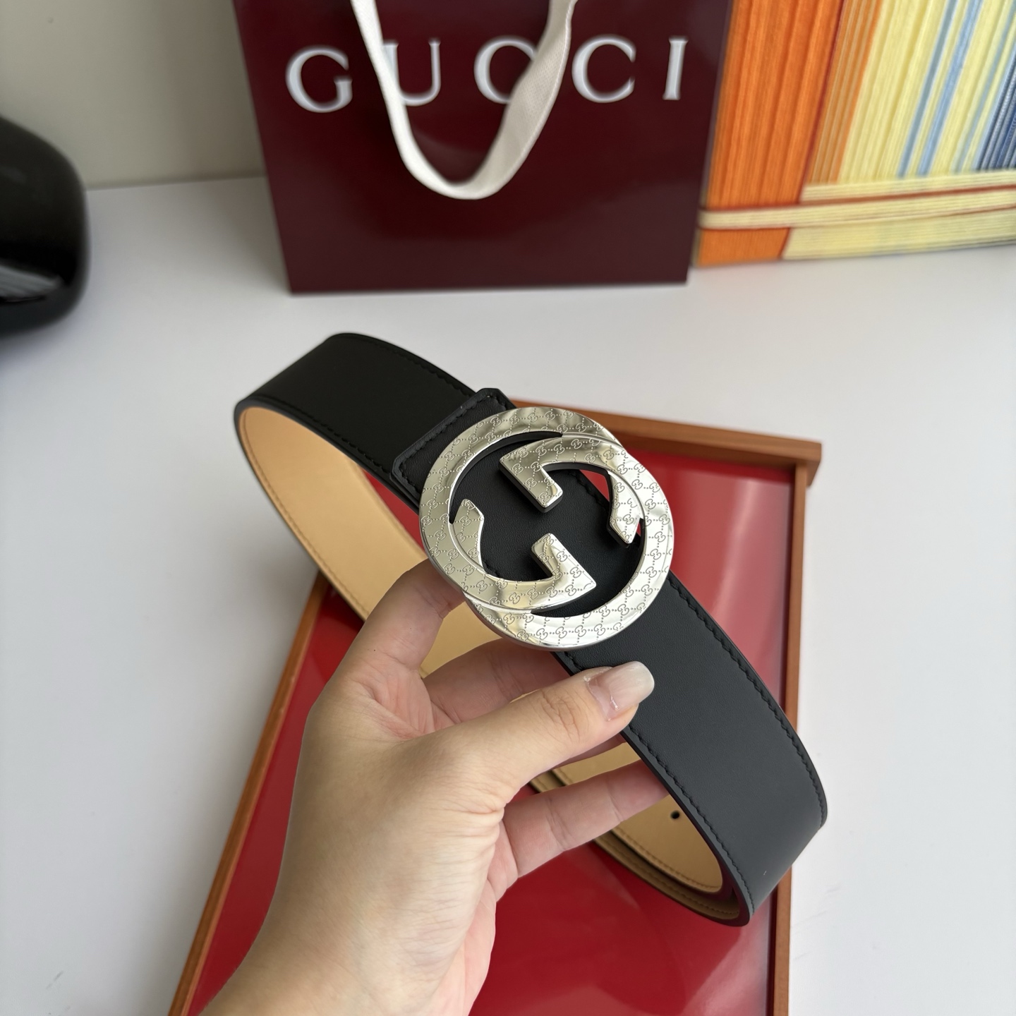 Gucci 经典原单品质，黑杏双面平纹，精品钢扣，精工制作，细节看图，实物拍摄，高端奢华，宽度4.0cm