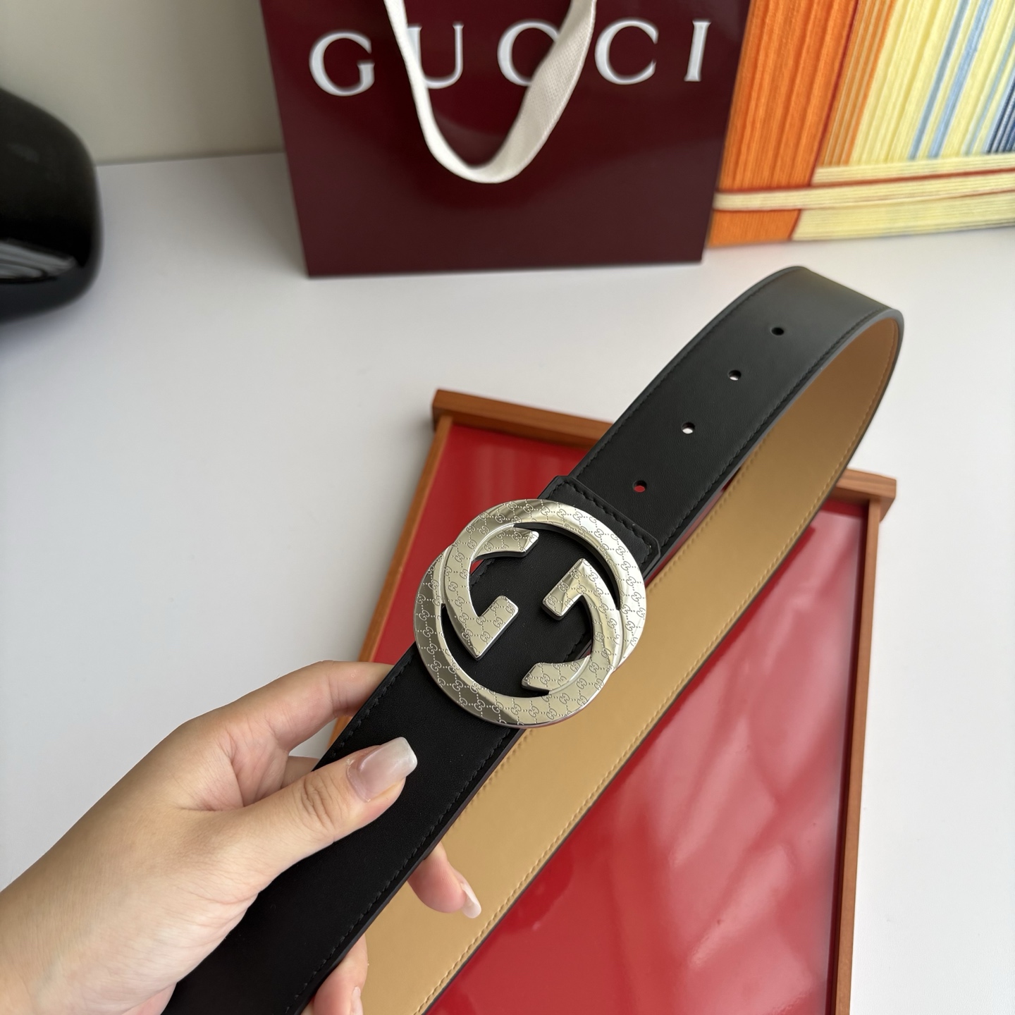 Gucci 经典原单品质，黑杏双面平纹，精品钢扣，精工制作，细节看图，实物拍摄，高端奢华，宽度4.0cm