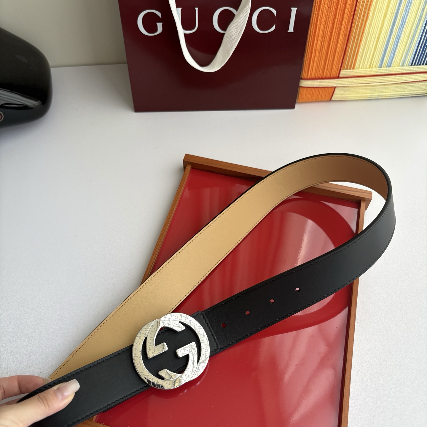 Gucci 经典原单品质，黑杏双面平纹，精品钢扣，精工制作，细节看图，实物拍摄，高端奢华，宽度4.0cm