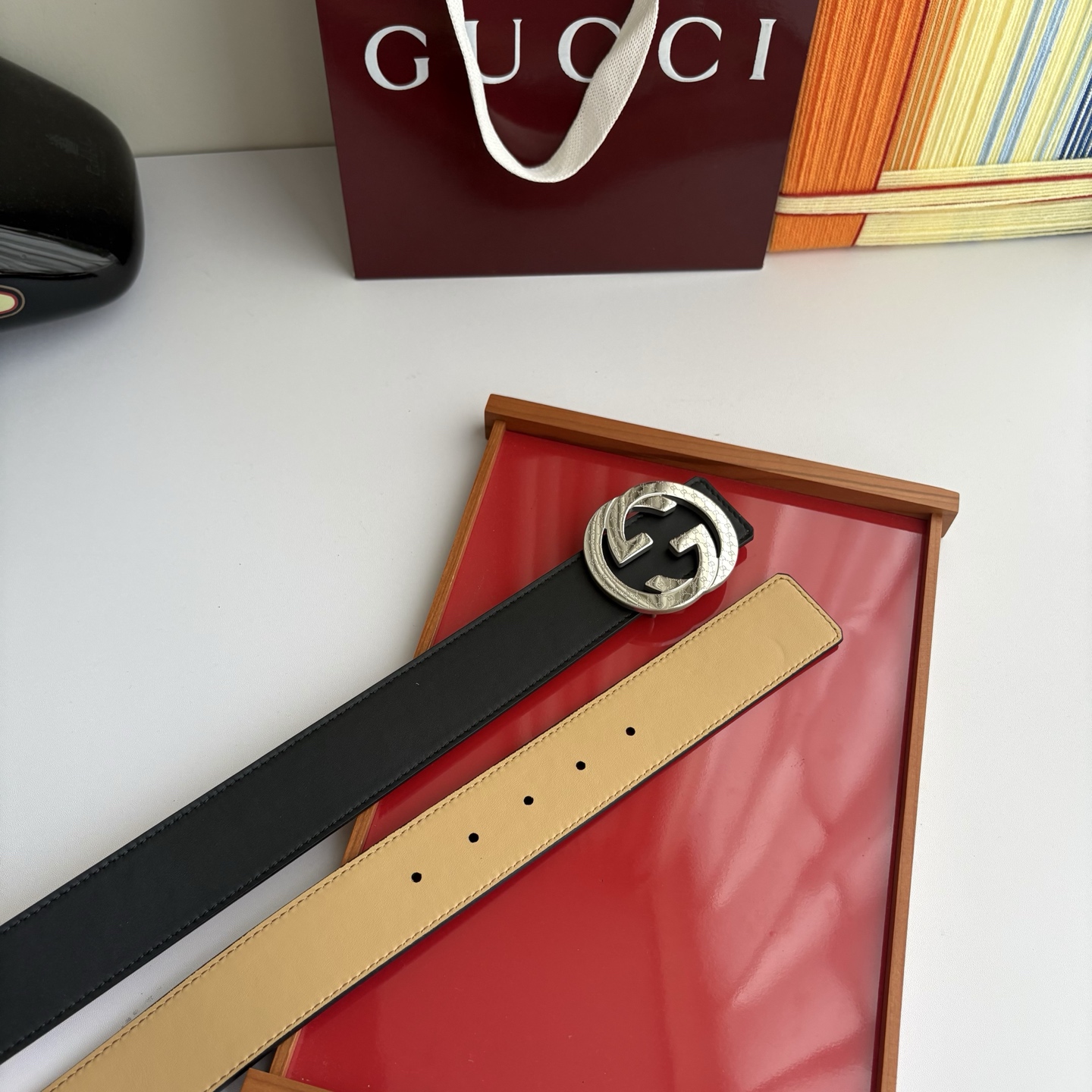 Gucci 经典原单品质，黑杏双面平纹，精品钢扣，精工制作，细节看图，实物拍摄，高端奢华，宽度4.0cm