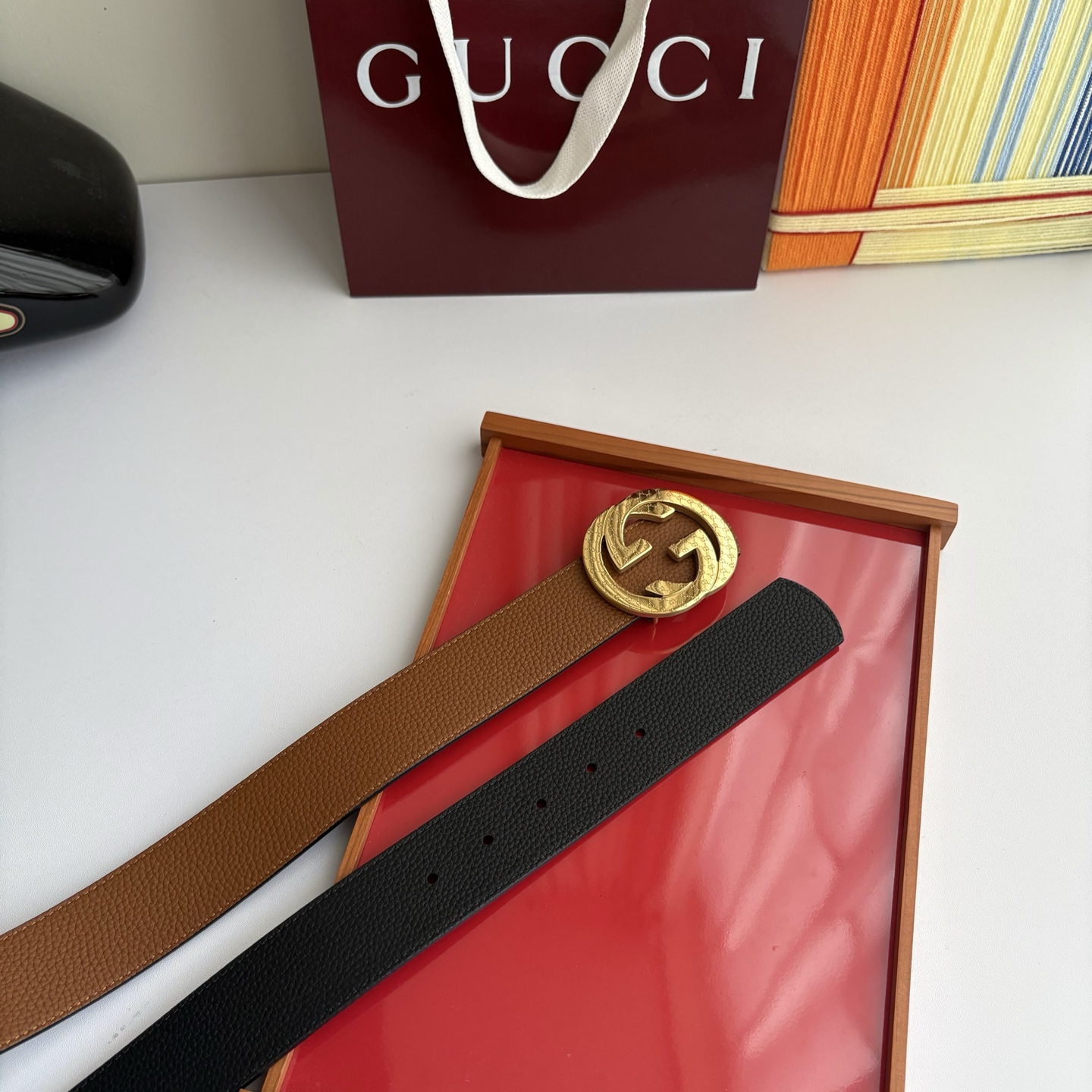 Gucci 经典原单品质，黑土黄双面荔枝纹，精品钢扣，精工制作，细节看图，实物拍摄，高端奢华，宽度4.0