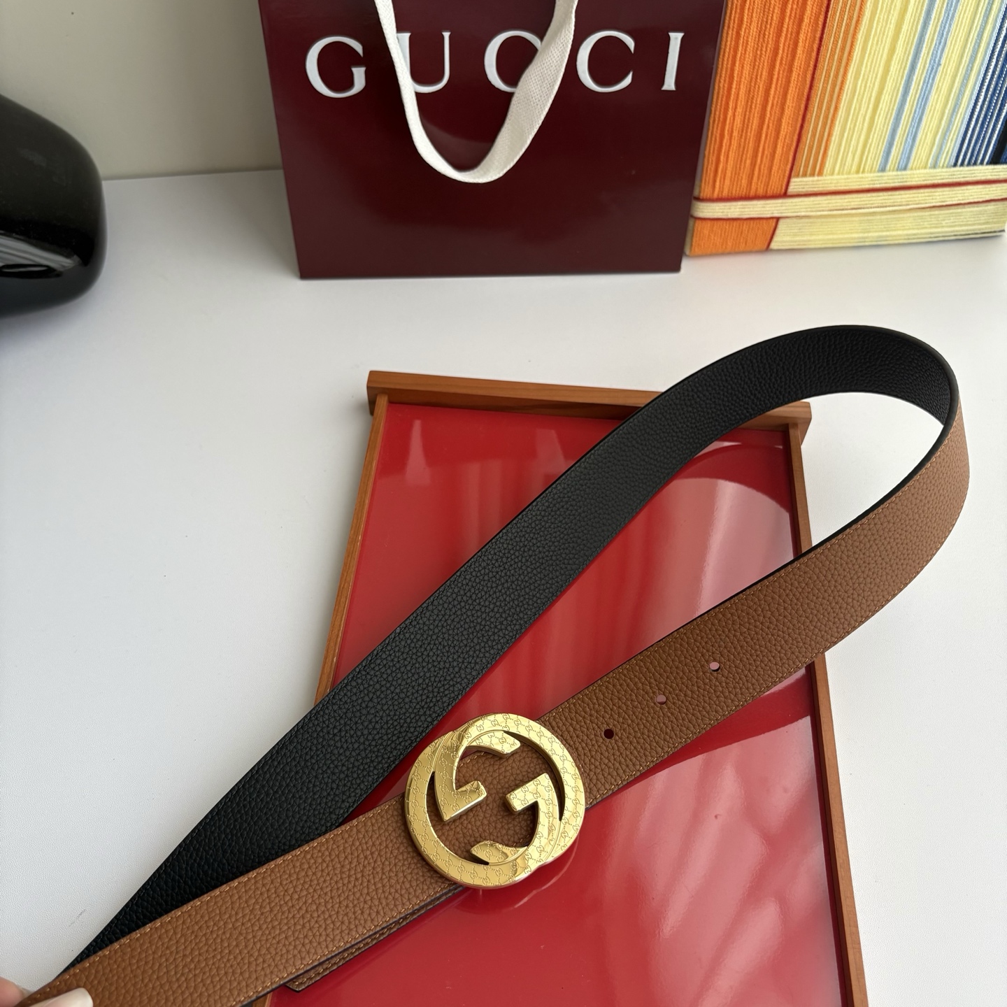 Gucci 经典原单品质，黑土黄双面荔枝纹，精品钢扣，精工制作，细节看图，实物拍摄，高端奢华，宽度4.0