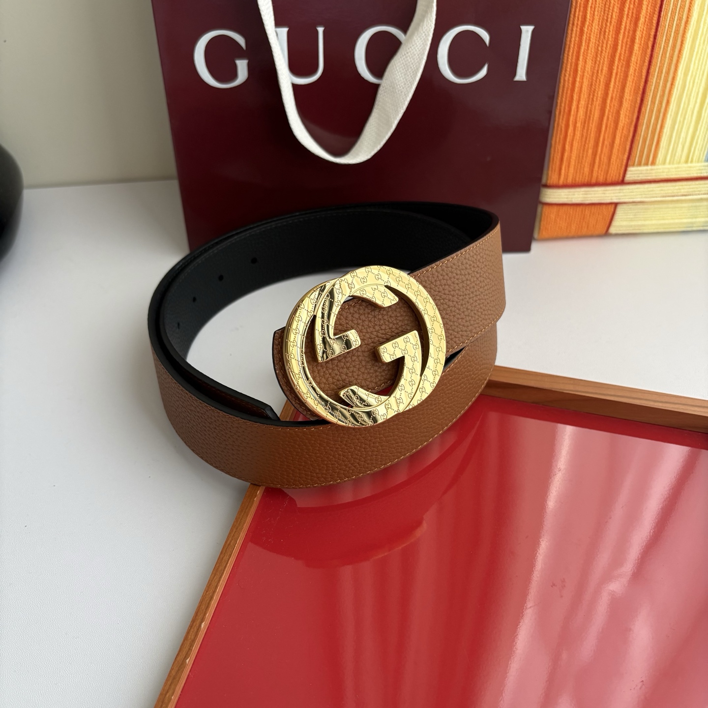 Gucci 经典原单品质，黑土黄双面荔枝纹，精品钢扣，精工制作，细节看图，实物拍摄，高端奢华，宽度4.0