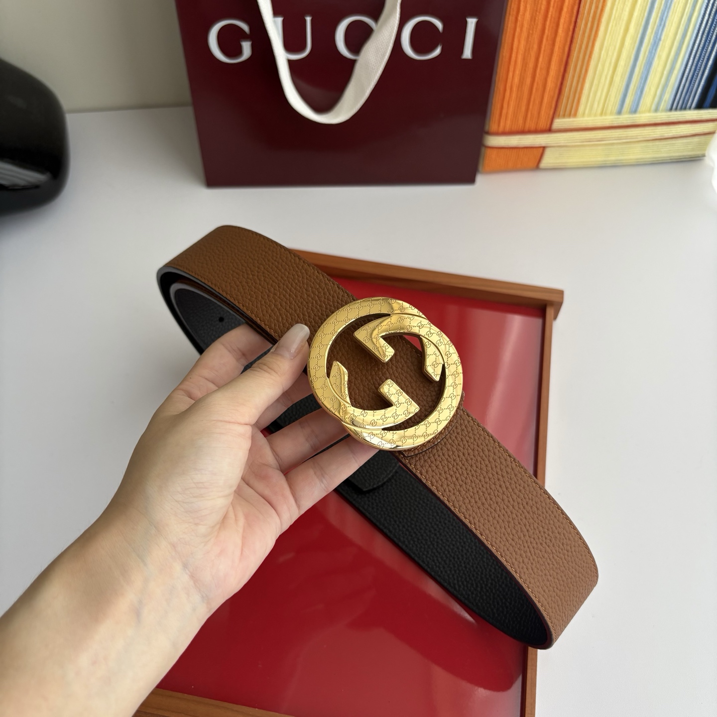 Gucci 经典原单品质，黑土黄双面荔枝纹，精品钢扣，精工制作，细节看图，实物拍摄，高端奢华，宽度4.0