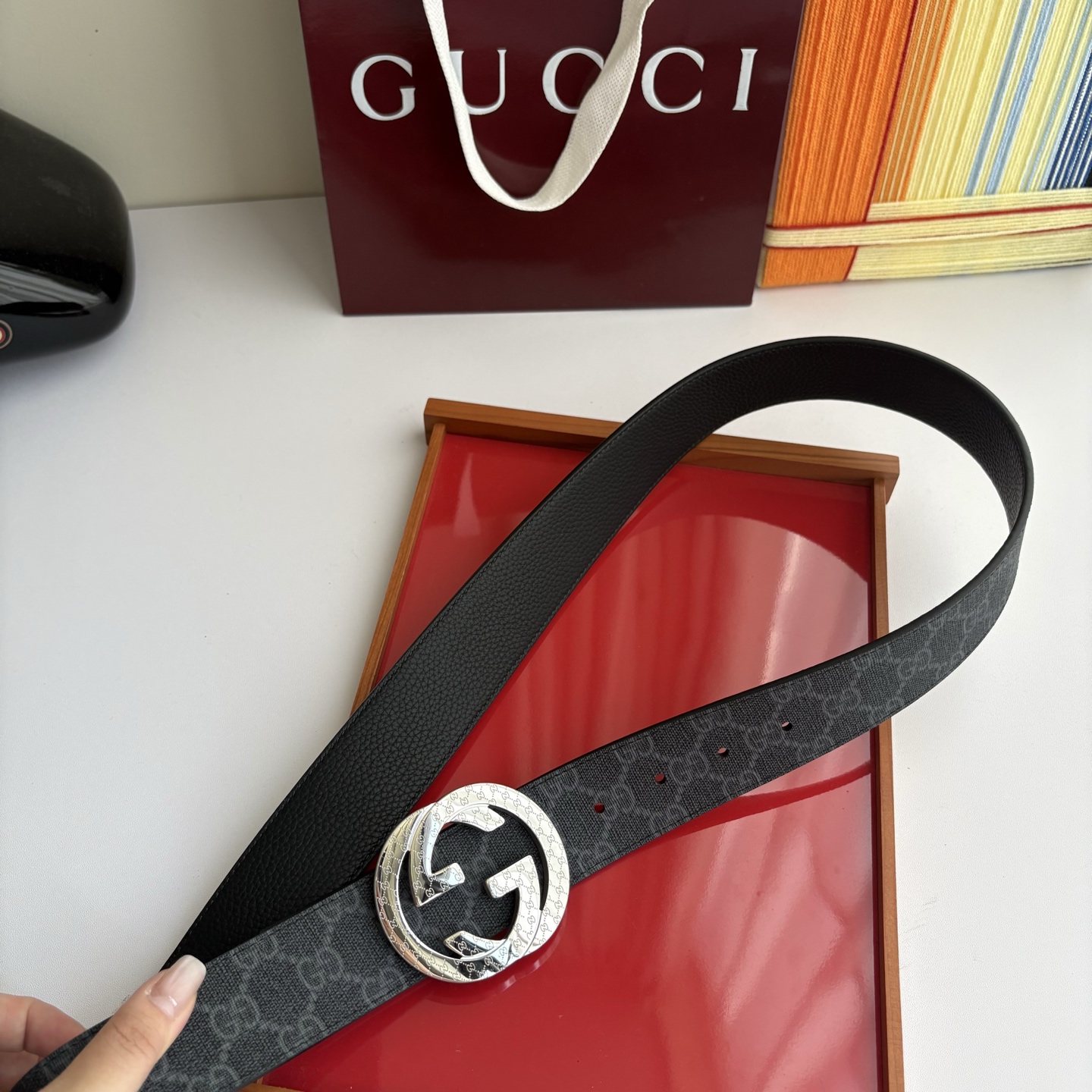 Gucci 经典原单品质，黑色经典Pvc印花搭配荔枝纹底，精品钢扣，精工制作，细节看图，实物拍摄，高端奢