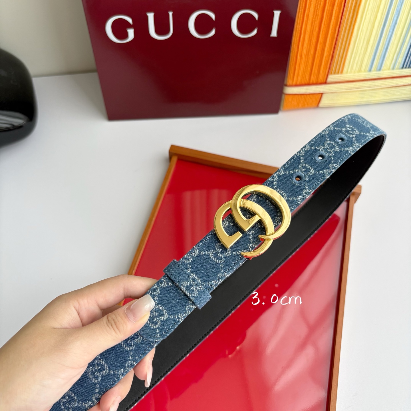 Gucci 经典原单品质，牛仔织布面搭配原版平纹底，精品铜扣，精工制作，细节看图，实物拍摄，高端奢华，宽