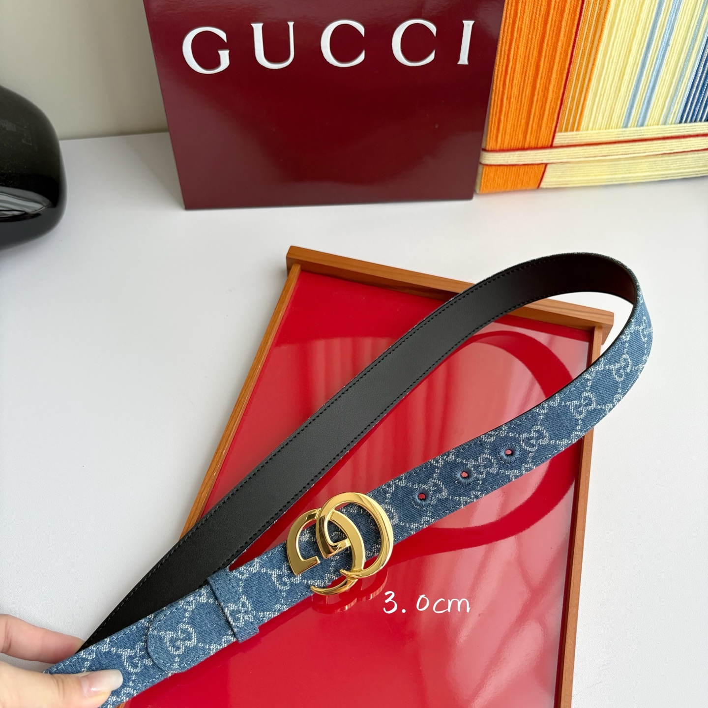 Gucci 经典原单品质，牛仔织布面搭配原版平纹底，精品铜扣，精工制作，细节看图，实物拍摄，高端奢华，宽