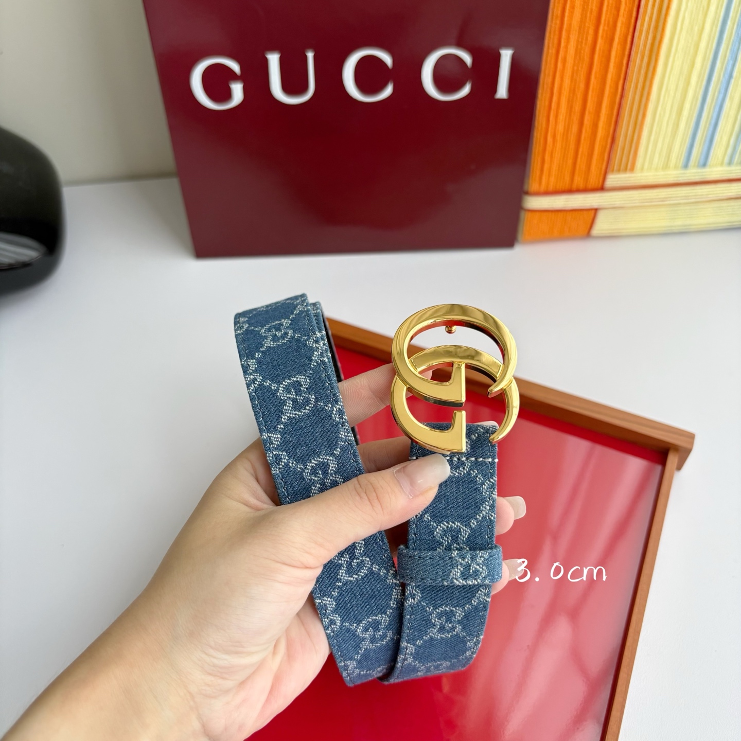 Gucci 经典原单品质，牛仔织布面搭配原版平纹底，精品铜扣，精工制作，细节看图，实物拍摄，高端奢华，宽