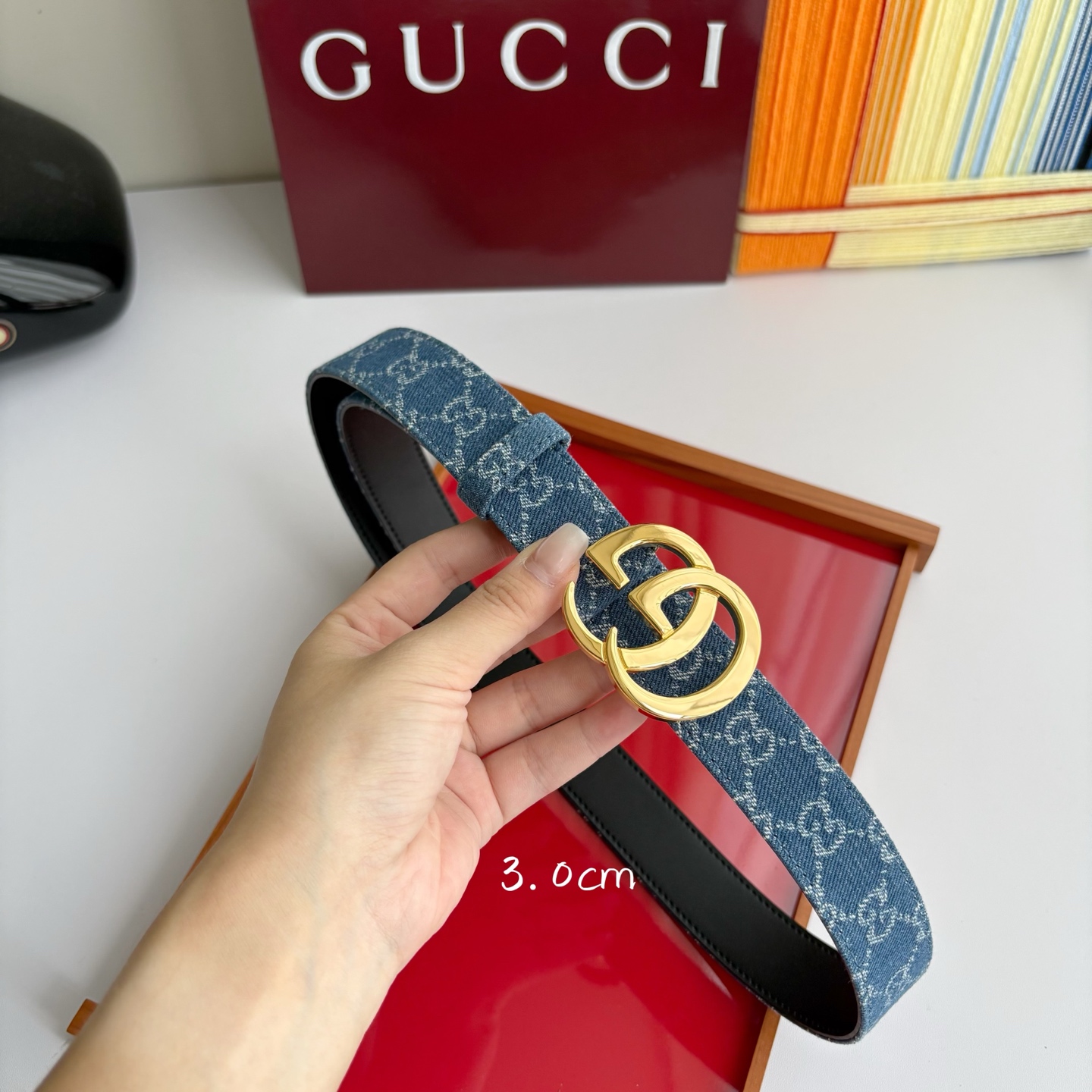 Gucci 经典原单品质，牛仔织布面搭配原版平纹底，精品铜扣，精工制作，细节看图，实物拍摄，高端奢华，宽