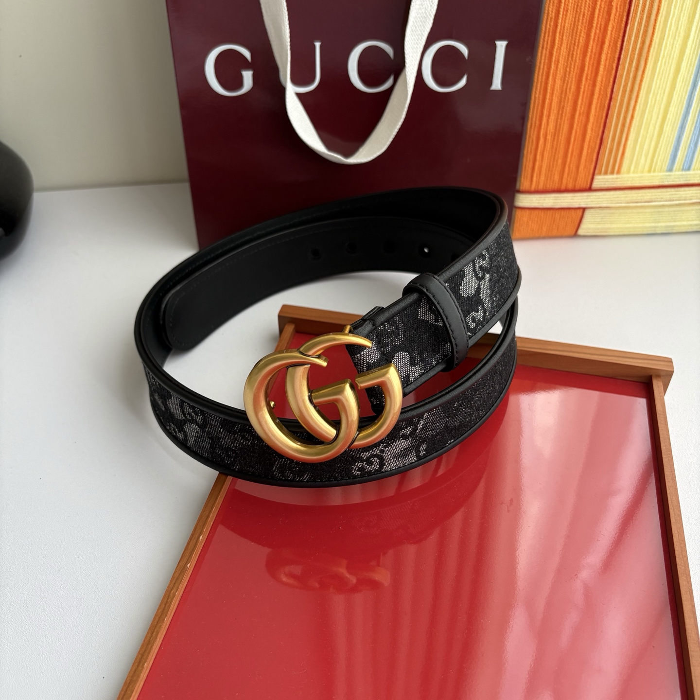 Gucci 经典原单品质，印花织布面搭配原版平纹底，精品铜扣，精工制作，细节看图，实物拍摄，高端奢华，宽