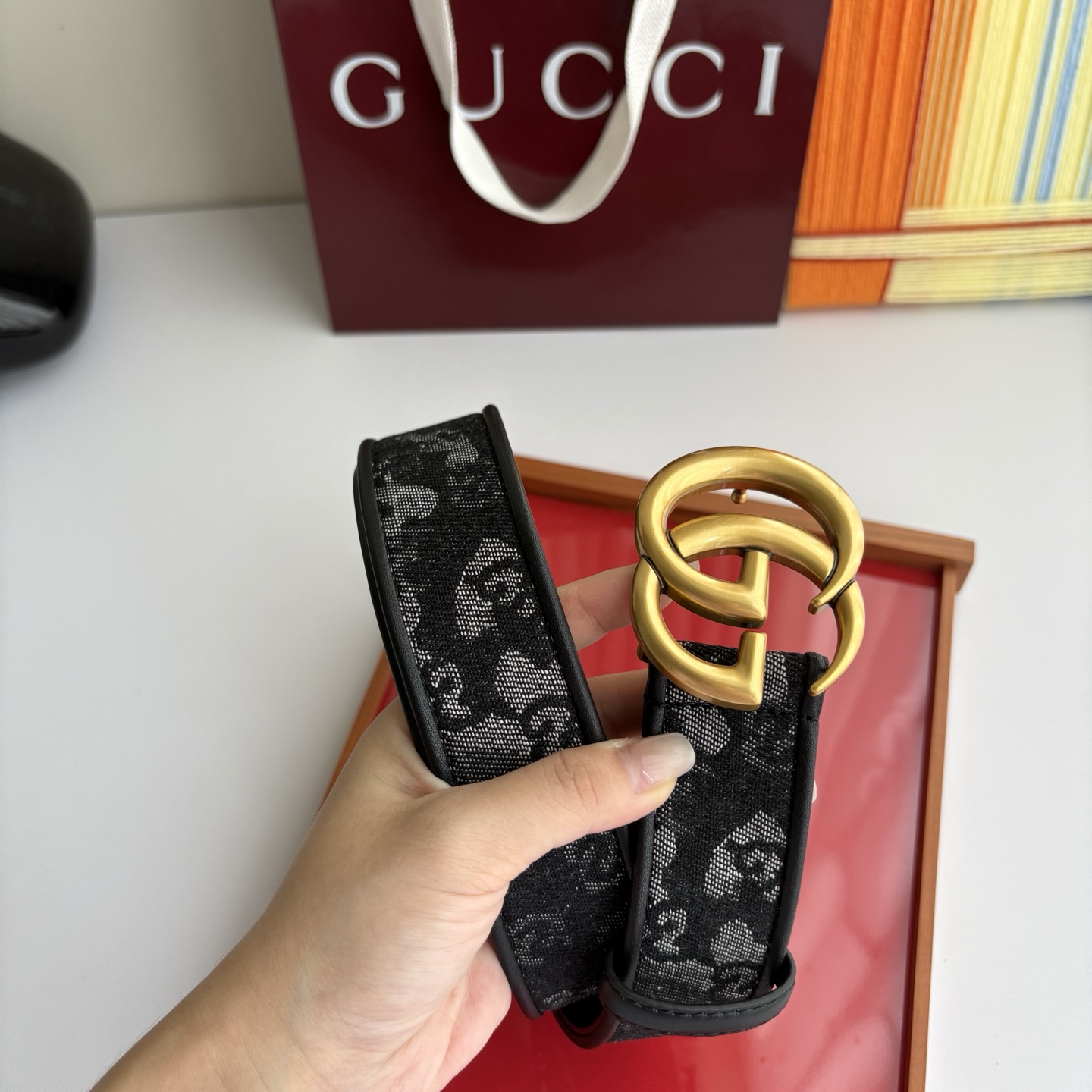 Gucci 经典原单品质，印花织布面搭配原版平纹底，精品铜扣，精工制作，细节看图，实物拍摄，高端奢华，宽