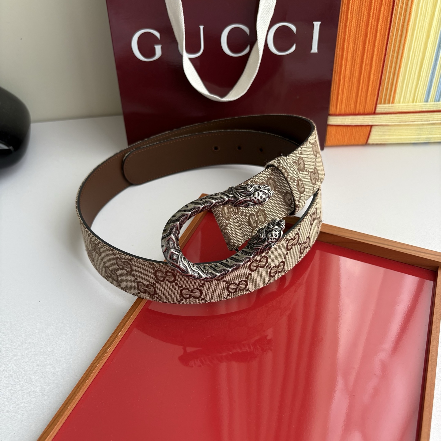 Gucci 经典原单品质，印花织布面搭配原版平纹底，精品铜扣，精工制作，细节看图，实物拍摄，高端奢华，宽