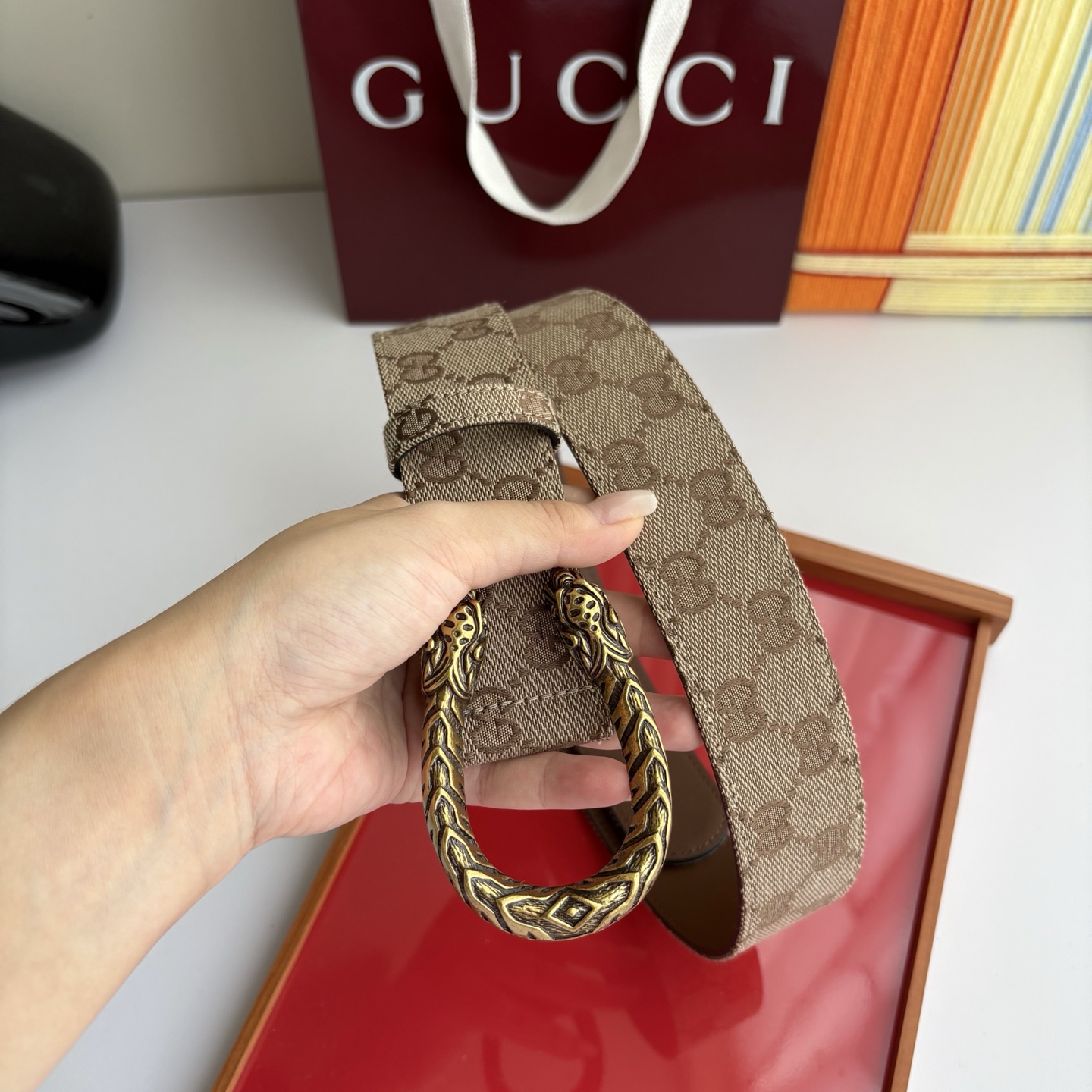 Gucci 经典原单品质，印花织布面搭配原版平纹底，精品铜扣，精工制作，细节看图，实物拍摄，高端奢华，宽