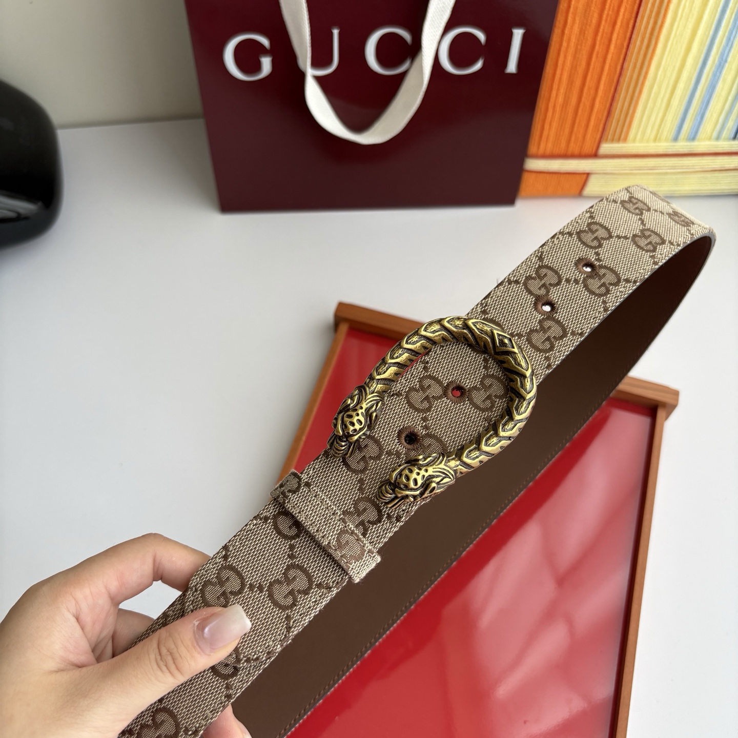 Gucci 经典原单品质，印花织布面搭配原版平纹底，精品铜扣，精工制作，细节看图，实物拍摄，高端奢华，宽