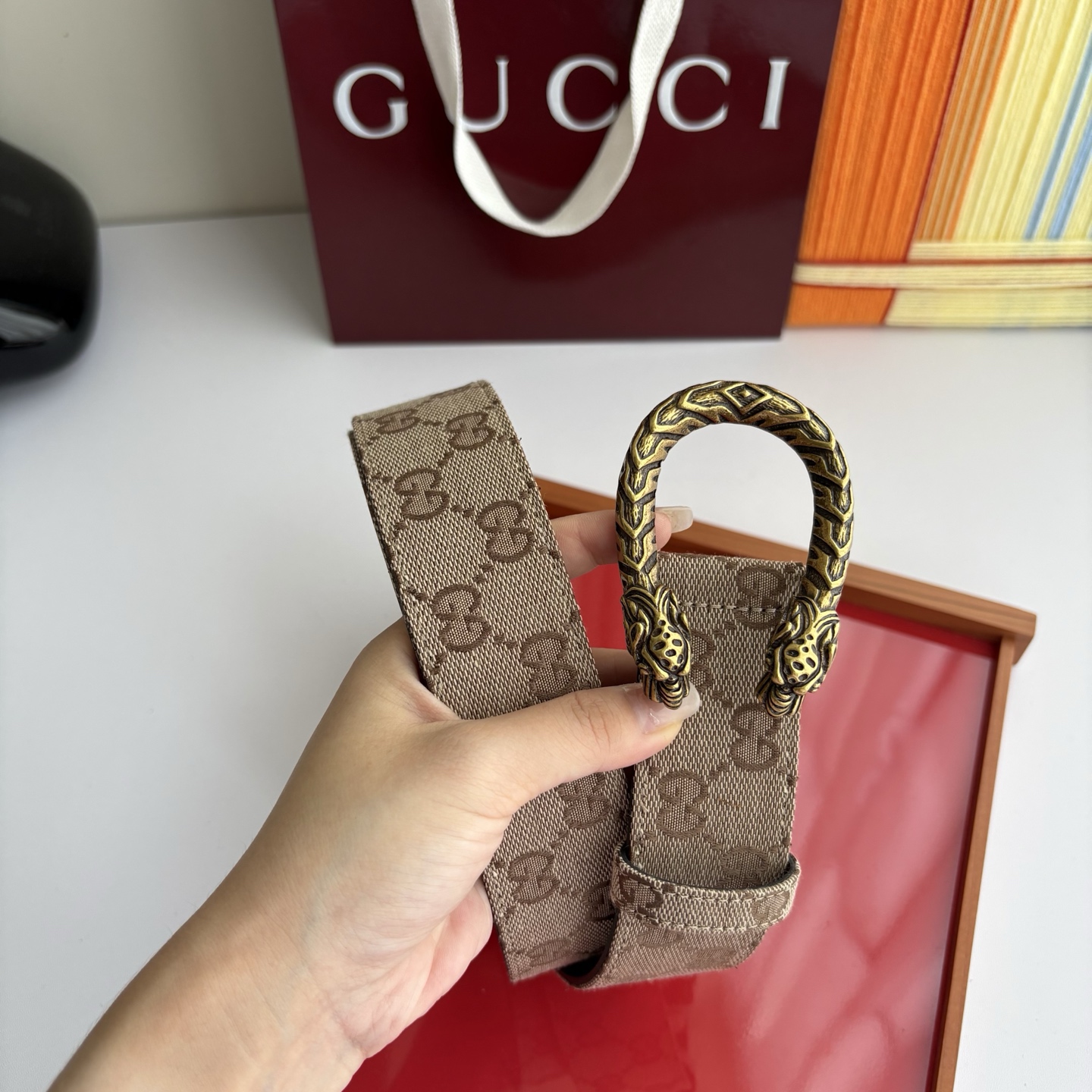 Gucci 经典原单品质，印花织布面搭配原版平纹底，精品铜扣，精工制作，细节看图，实物拍摄，高端奢华，宽