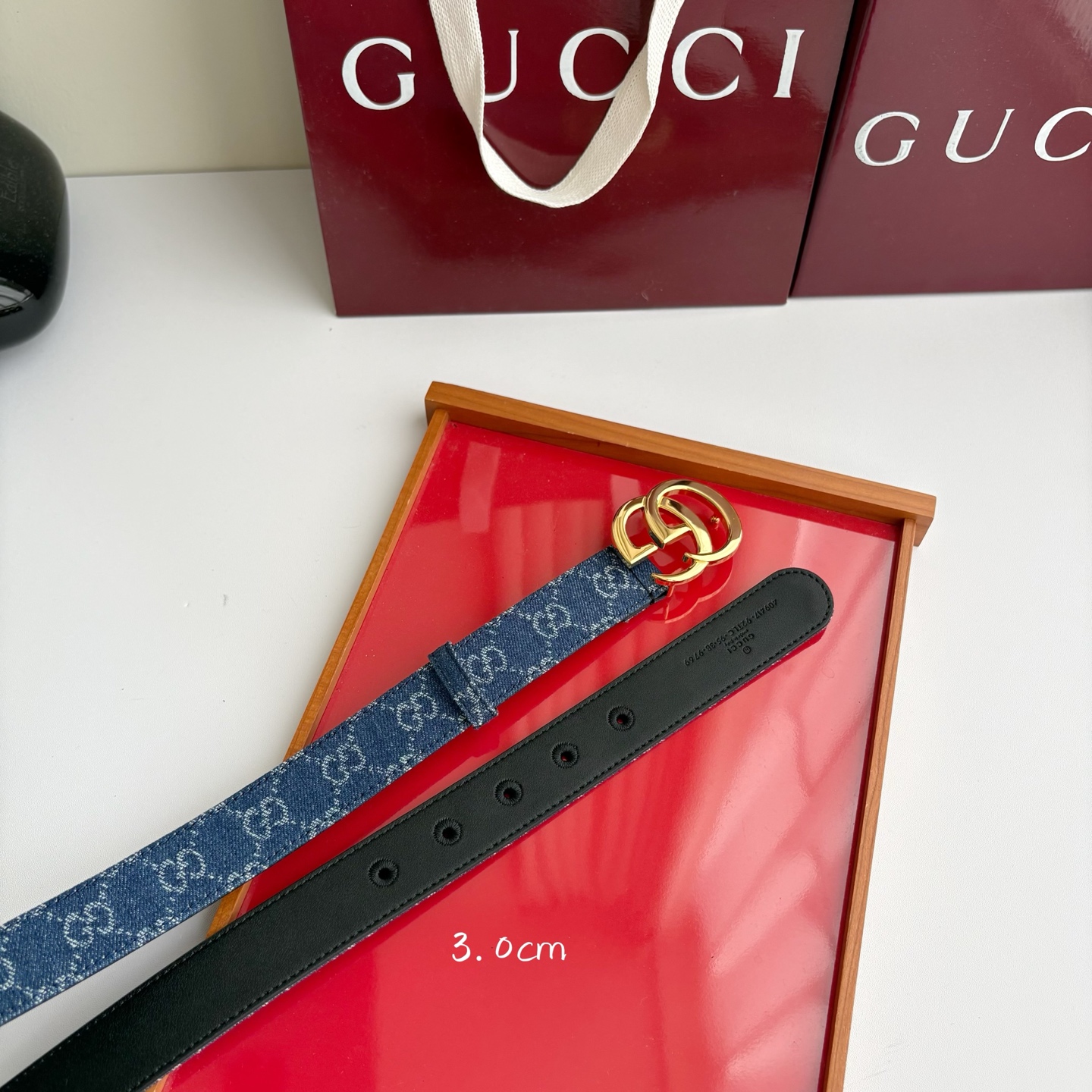 Gucci 经典原单品质，牛仔织布面搭配原版平纹底，精品铜扣，精工制作，细节看图，实物拍摄，高端奢华，宽度3.0cm
