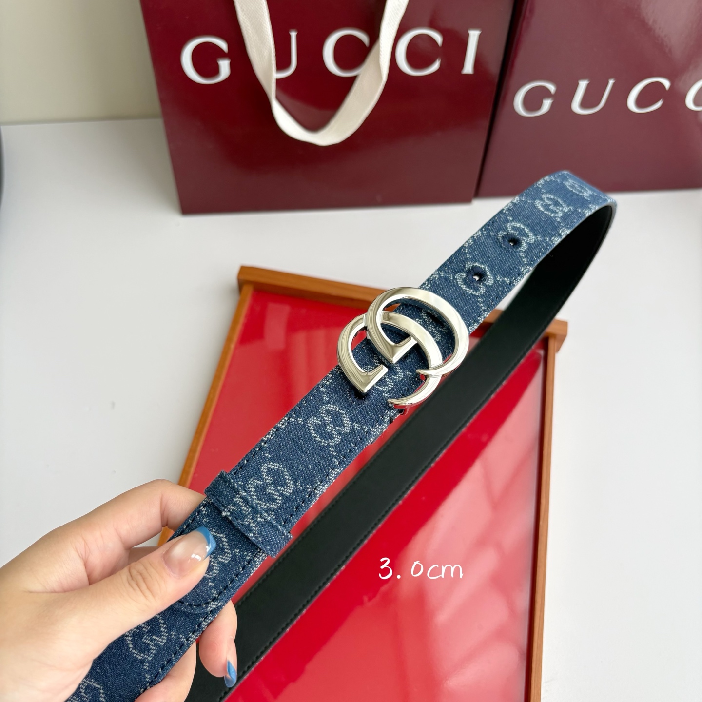 Gucci 经典原单品质，牛仔织布面搭配原版平纹底，精品铜扣，精工制作，细节看图，实物拍摄，高端奢华，宽度3.0cm