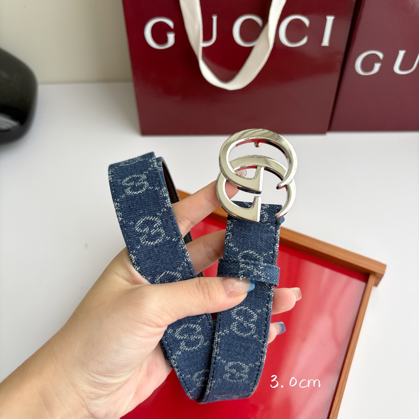 Gucci 经典原单品质，牛仔织布面搭配原版平纹底，精品铜扣，精工制作，细节看图，实物拍摄，高端奢华，宽度3.0cm