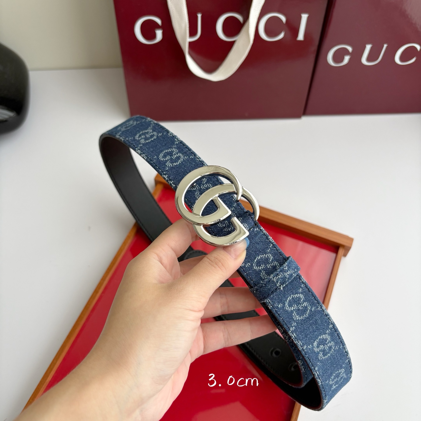 Gucci 经典原单品质，牛仔织布面搭配原版平纹底，精品铜扣，精工制作，细节看图，实物拍摄，高端奢华，宽度3.0cm