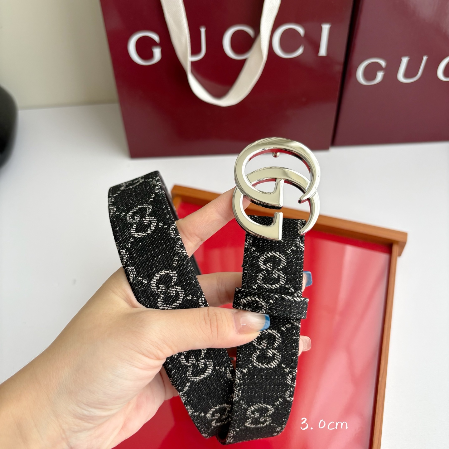 Gucci 经典原单品质，牛仔织布面搭配原版平纹底，精品铜扣，精工制作，细节看图，实物拍摄，高端奢华，宽度3.0cm