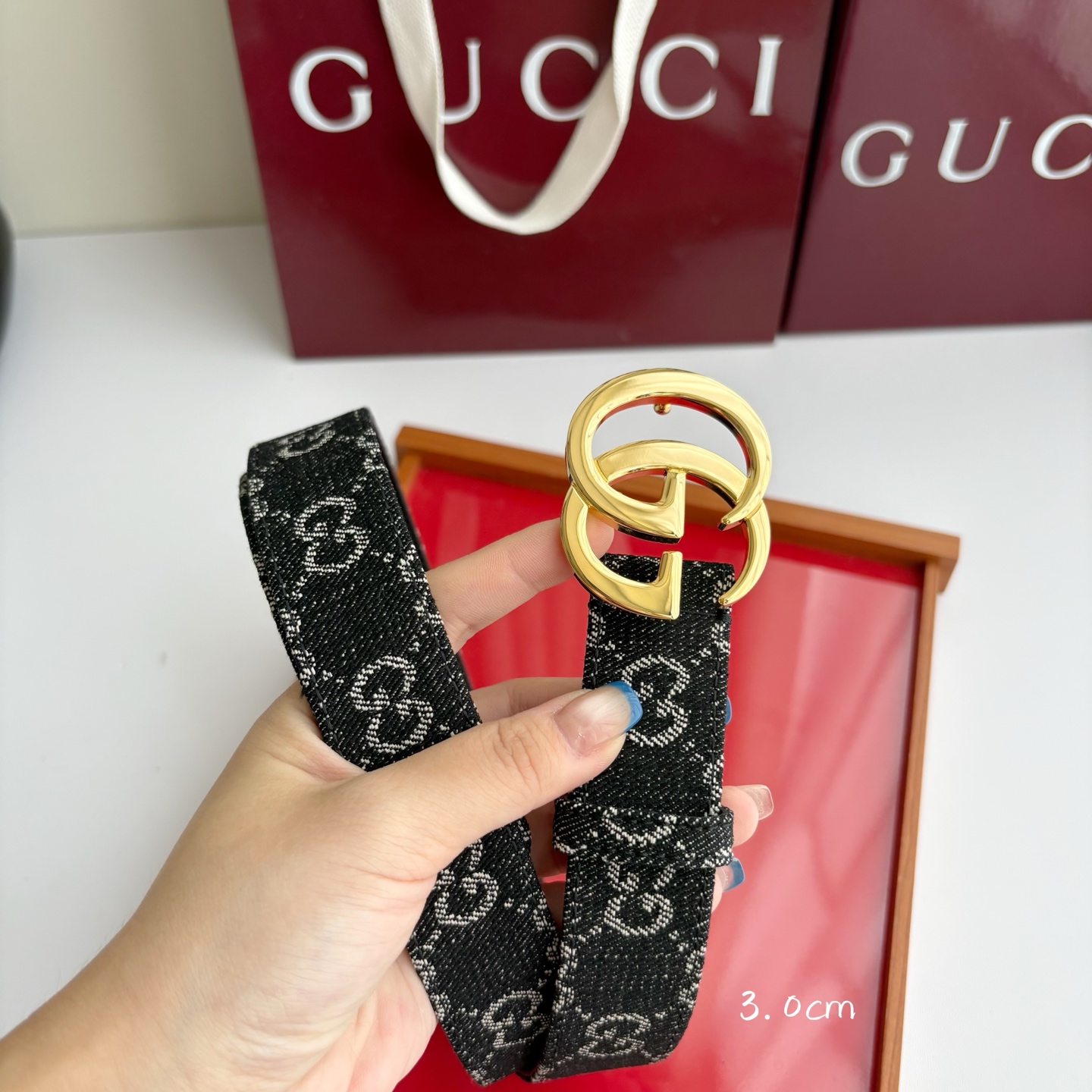 Gucci 经典原单品质，牛仔织布面搭配原版平纹底，精品铜扣，精工制作，细节看图，实物拍摄，高端奢华，宽度3.0cm