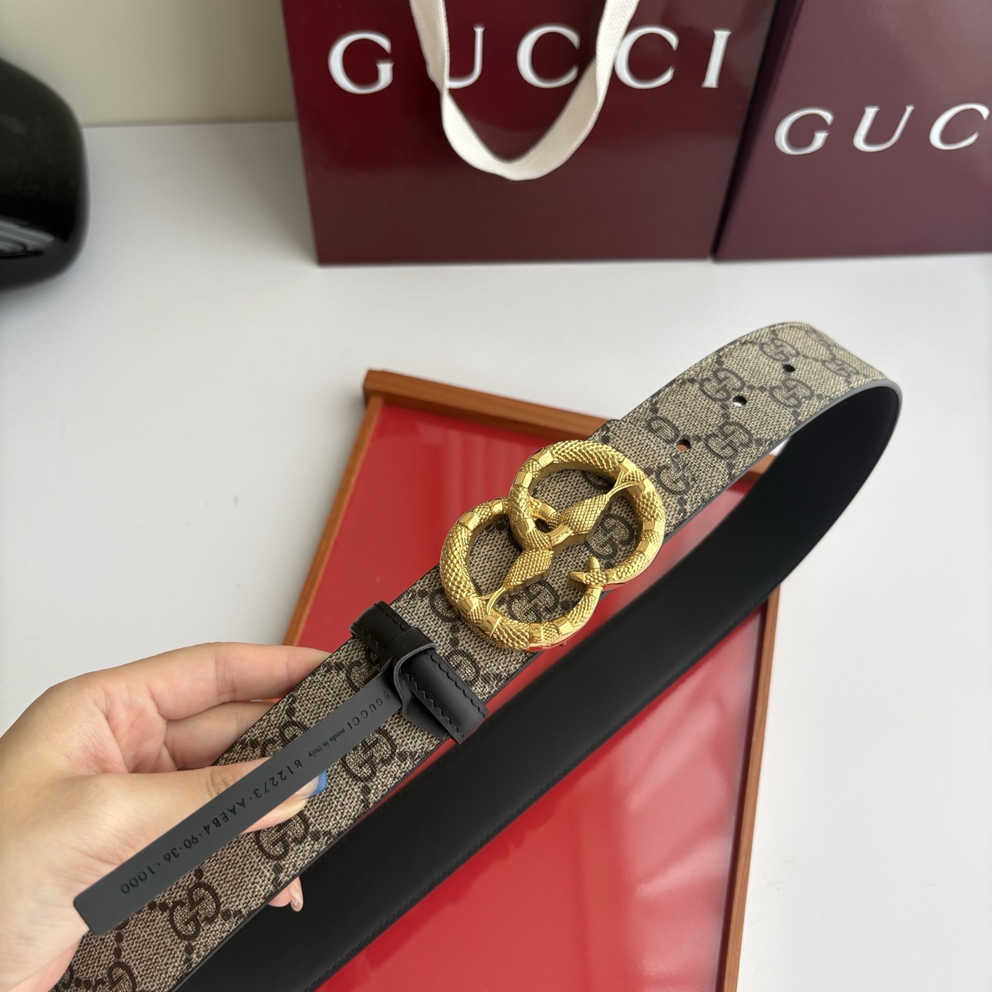 Gucci 经典原单品质，印花面配原版平纹底，纯钢挂扣，精工制作，细节看图，实物拍摄，高端奢华，宽度4.0cm