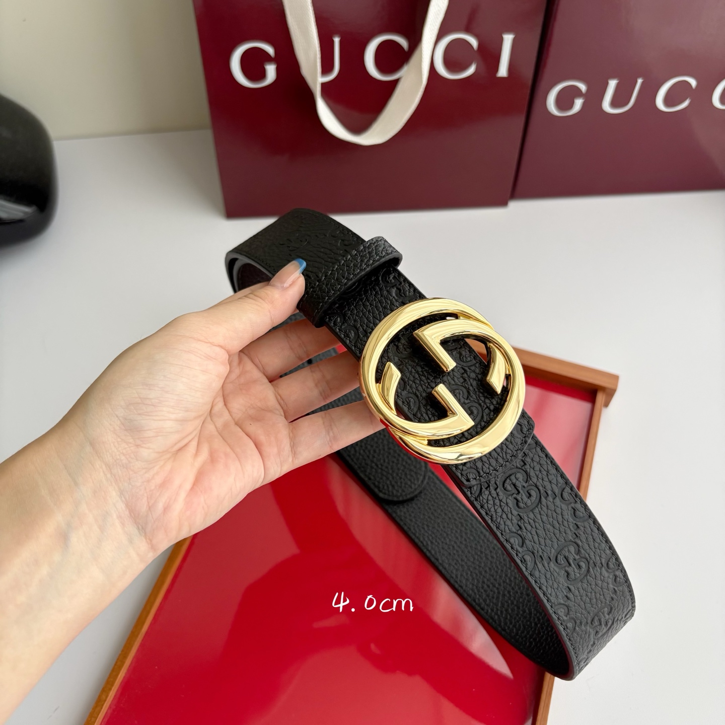 Gucci 经典原单品质，荔枝纹压花面搭配荔枝纹底，纯铜挂扣，精工制作，细节看图，实物拍摄，高端奢华，宽度4.0cm