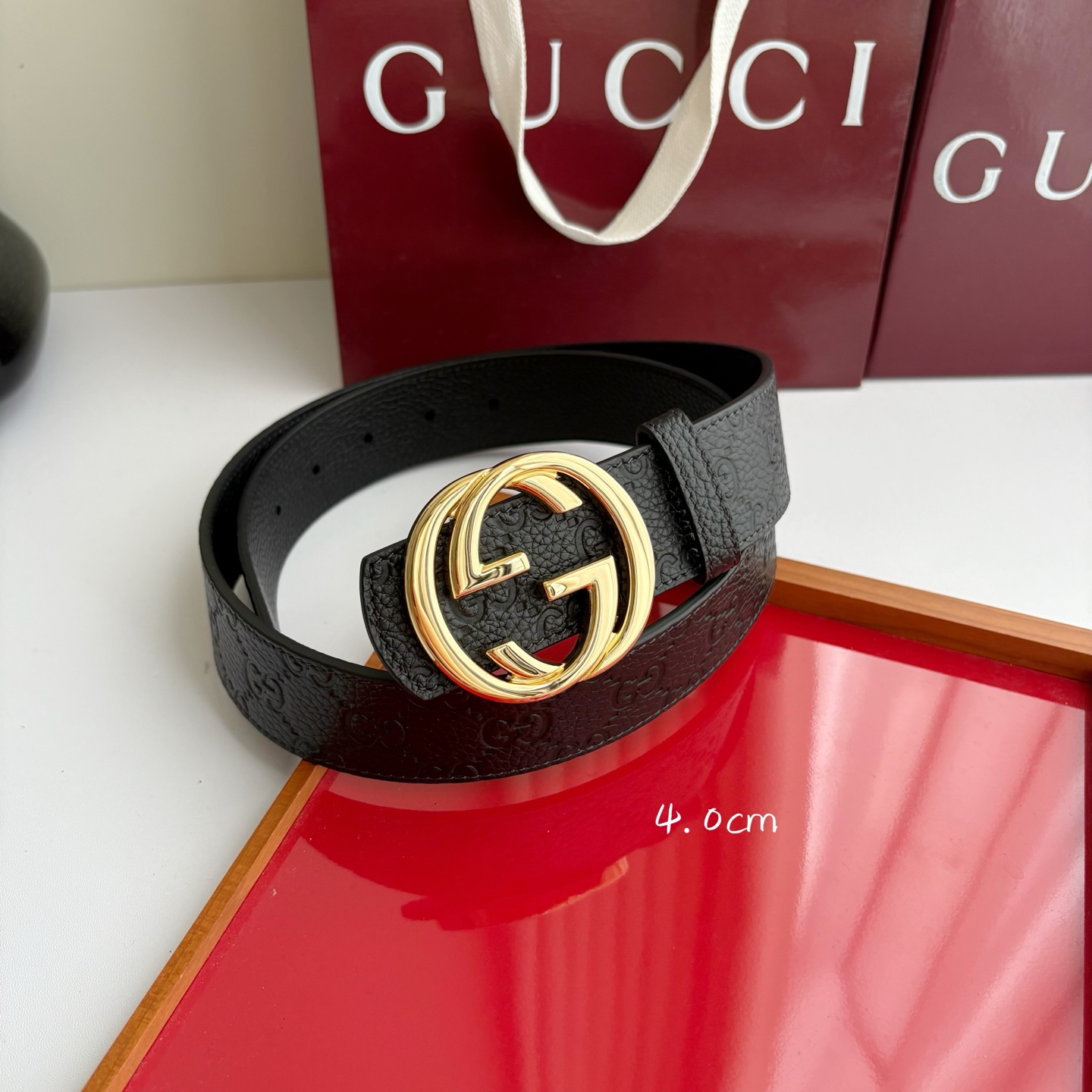 Gucci 经典原单品质，荔枝纹压花面搭配荔枝纹底，纯铜挂扣，精工制作，细节看图，实物拍摄，高端奢华，宽度4.0cm