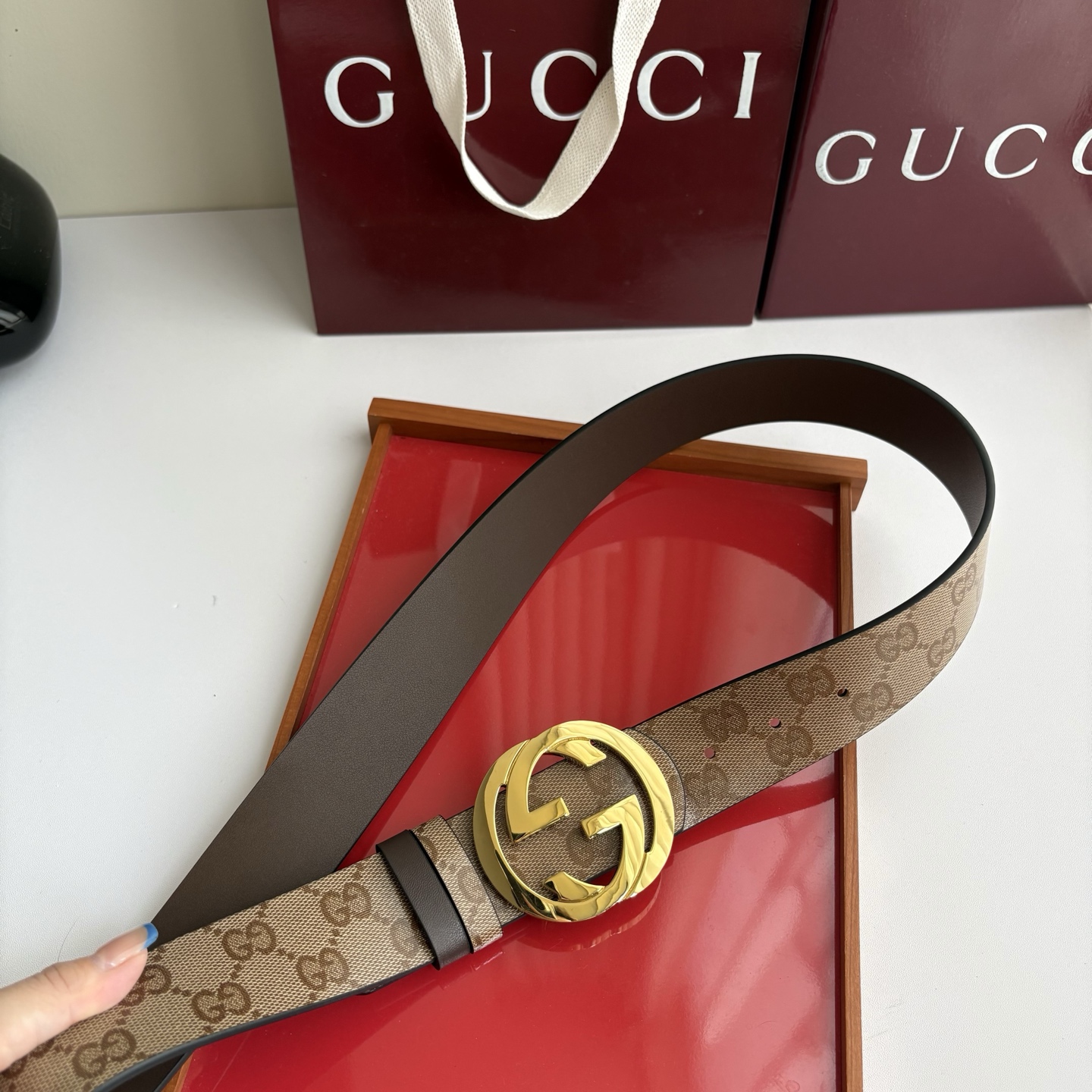 Gucci 原单品质，新款pvc印花面搭配原版平纹咖色底，精品铜挂扣，精工制作，细节看图，实物拍摄，高端奢华，宽度4.0