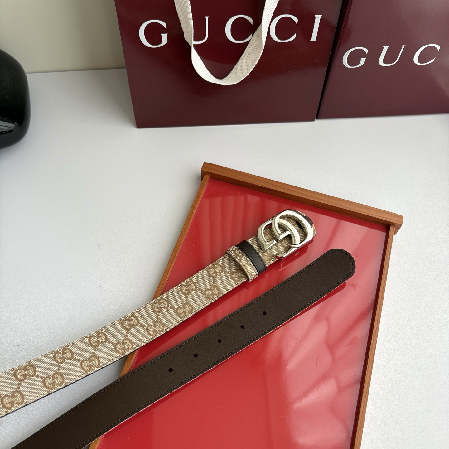 Gucci 经典原单品质，印花织布面搭配原版平纹底，精品铜扣，精工制作，细节看图，实物拍摄，高端奢华，宽度3.5cm