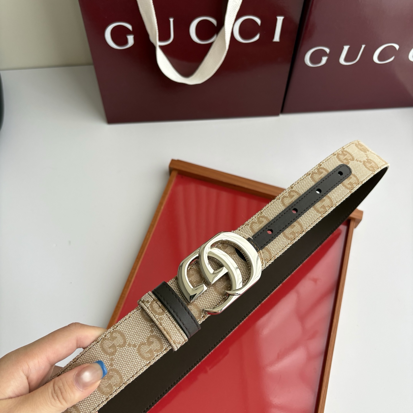 Gucci 经典原单品质，印花织布面搭配原版平纹底，精品铜扣，精工制作，细节看图，实物拍摄，高端奢华，宽度3.5cm