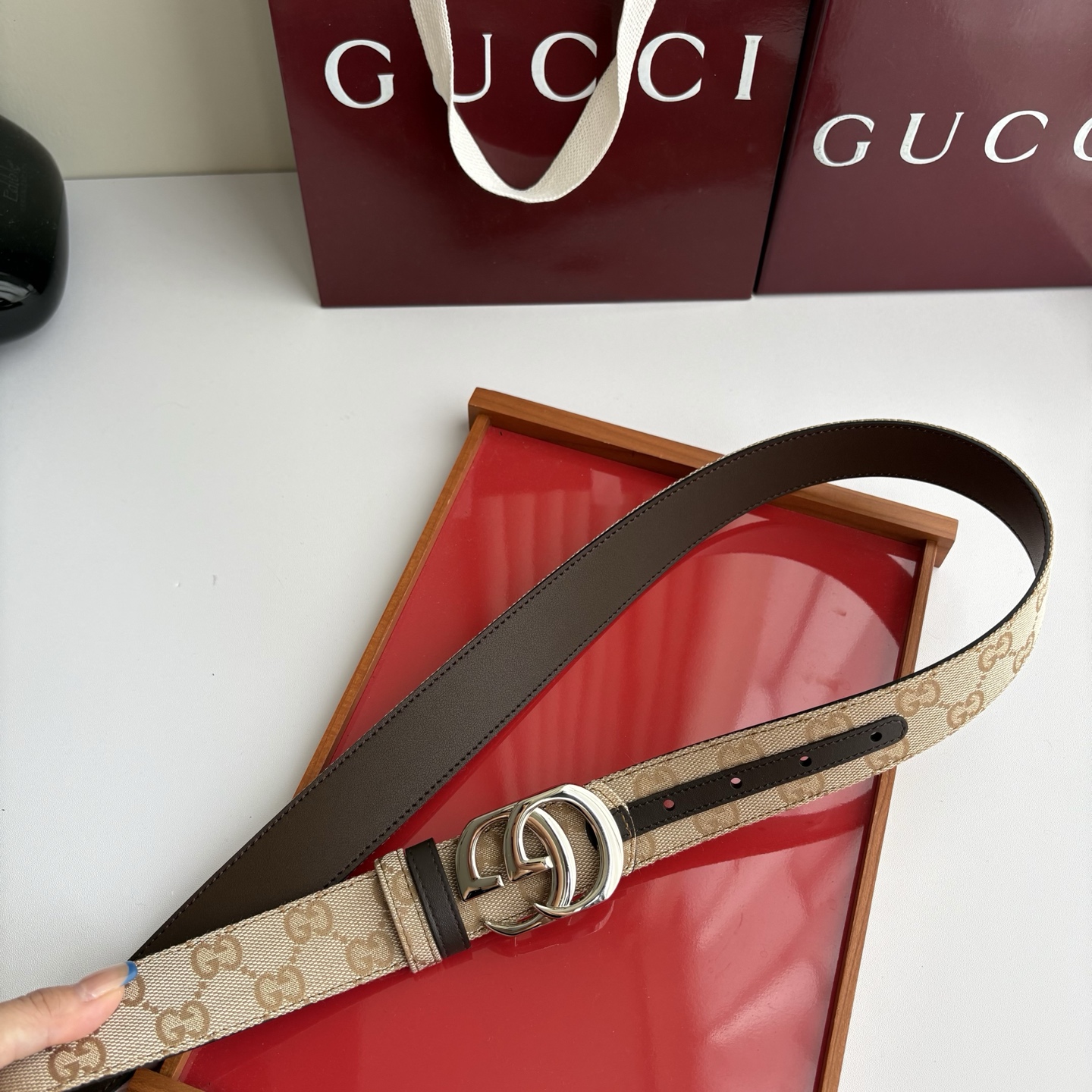 Gucci 经典原单品质，印花织布面搭配原版平纹底，精品铜扣，精工制作，细节看图，实物拍摄，高端奢华，宽度3.5cm