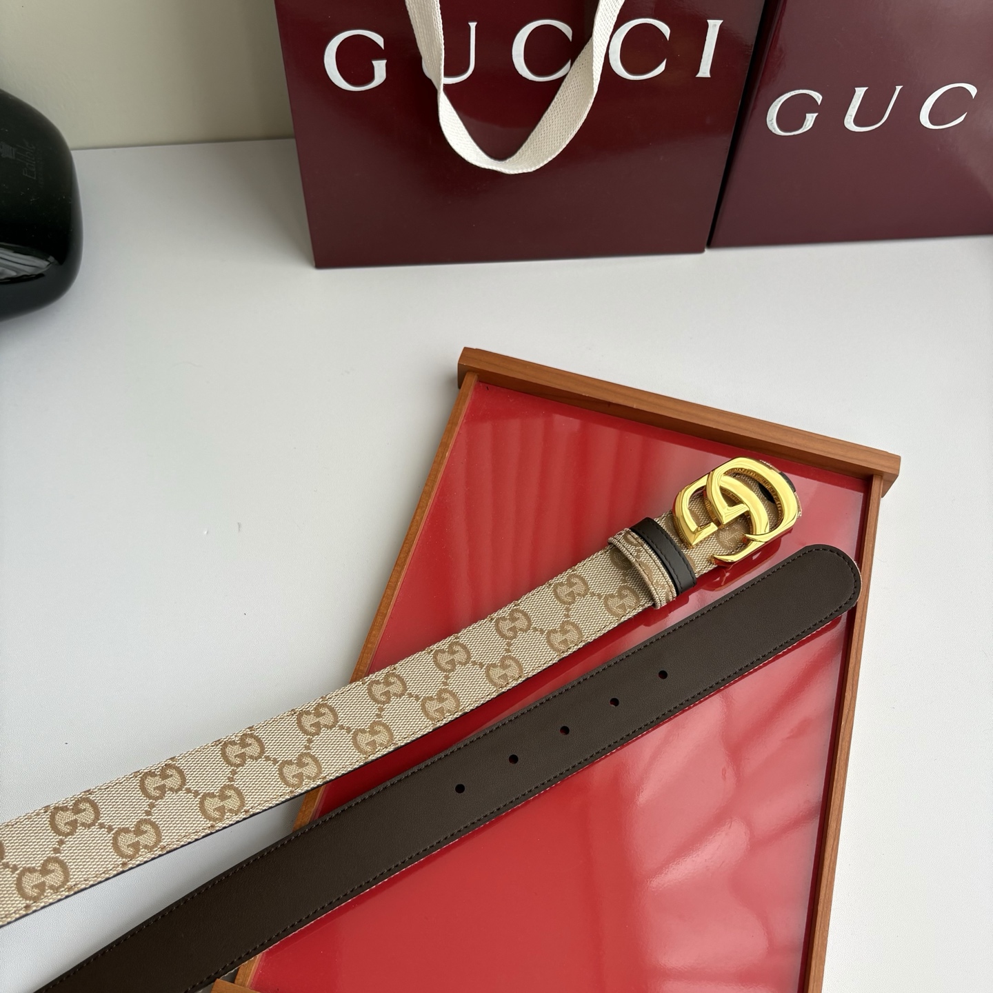 Gucci 经典原单品质，印花织布面搭配原版平纹底，精品铜扣，精工制作，细节看图，实物拍摄，高端奢华，宽度3.5cm