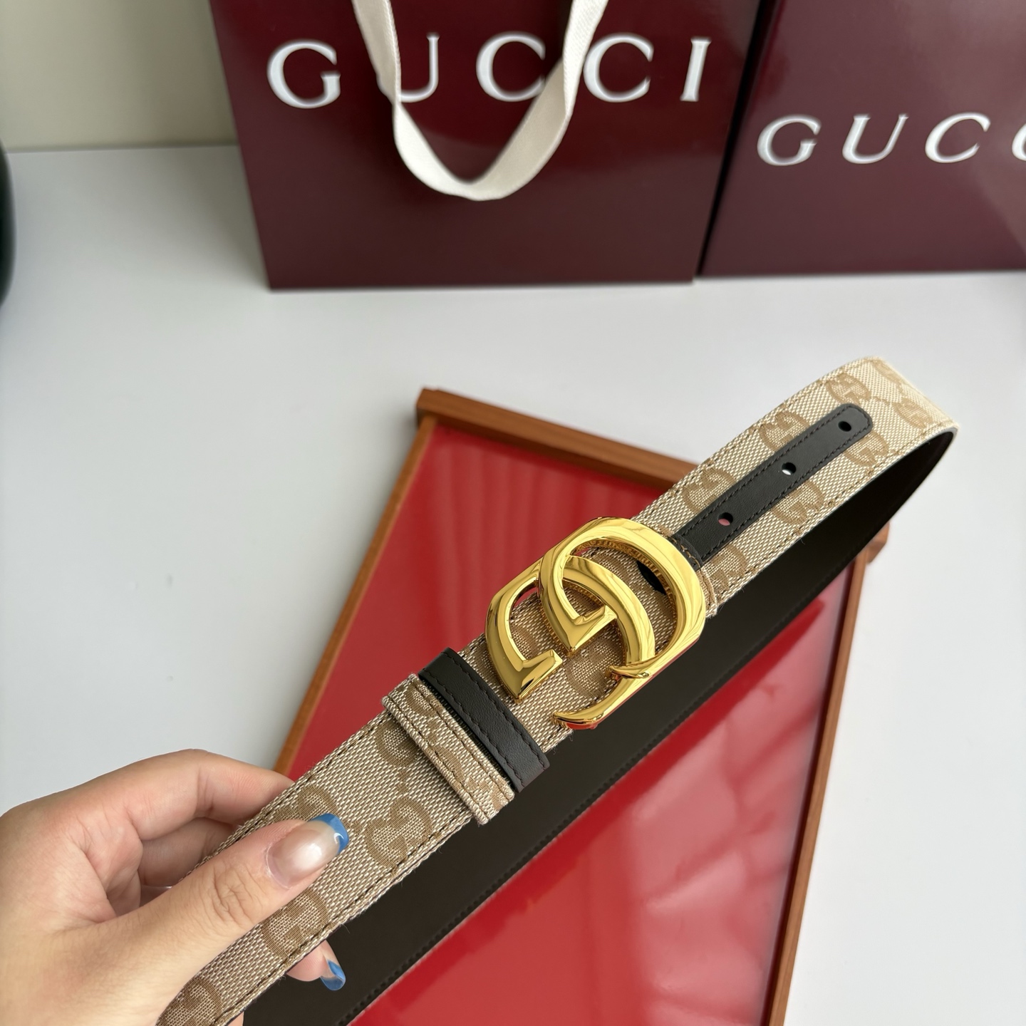Gucci 经典原单品质，印花织布面搭配原版平纹底，精品铜扣，精工制作，细节看图，实物拍摄，高端奢华，宽度3.5cm