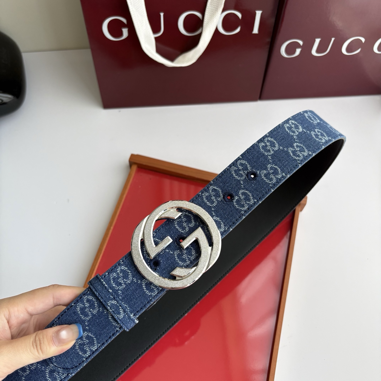 Gucci 经典原单品质，牛仔织布面搭配原版平纹底，精品铜扣，精工制作，细节看图，实物拍摄，高端奢华，宽度4.0cm