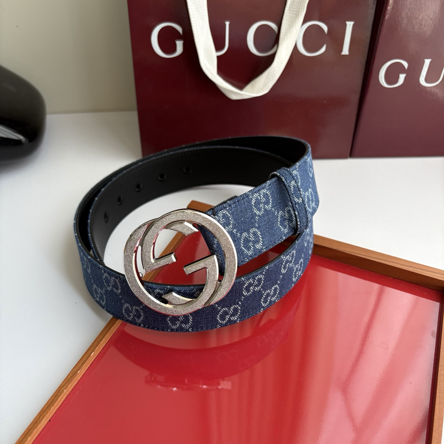 Gucci 经典原单品质，牛仔织布面搭配原版平纹底，精品铜扣，精工制作，细节看图，实物拍摄，高端奢华，宽度4.0cm