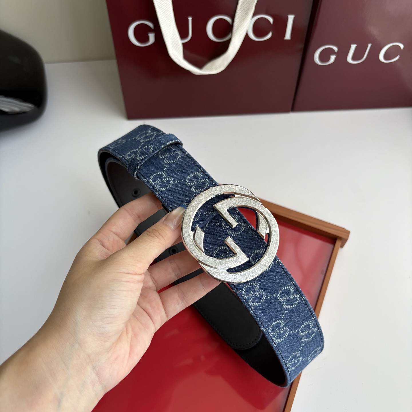 Gucci 经典原单品质，牛仔织布面搭配原版平纹底，精品铜扣，精工制作，细节看图，实物拍摄，高端奢华，宽度4.0cm