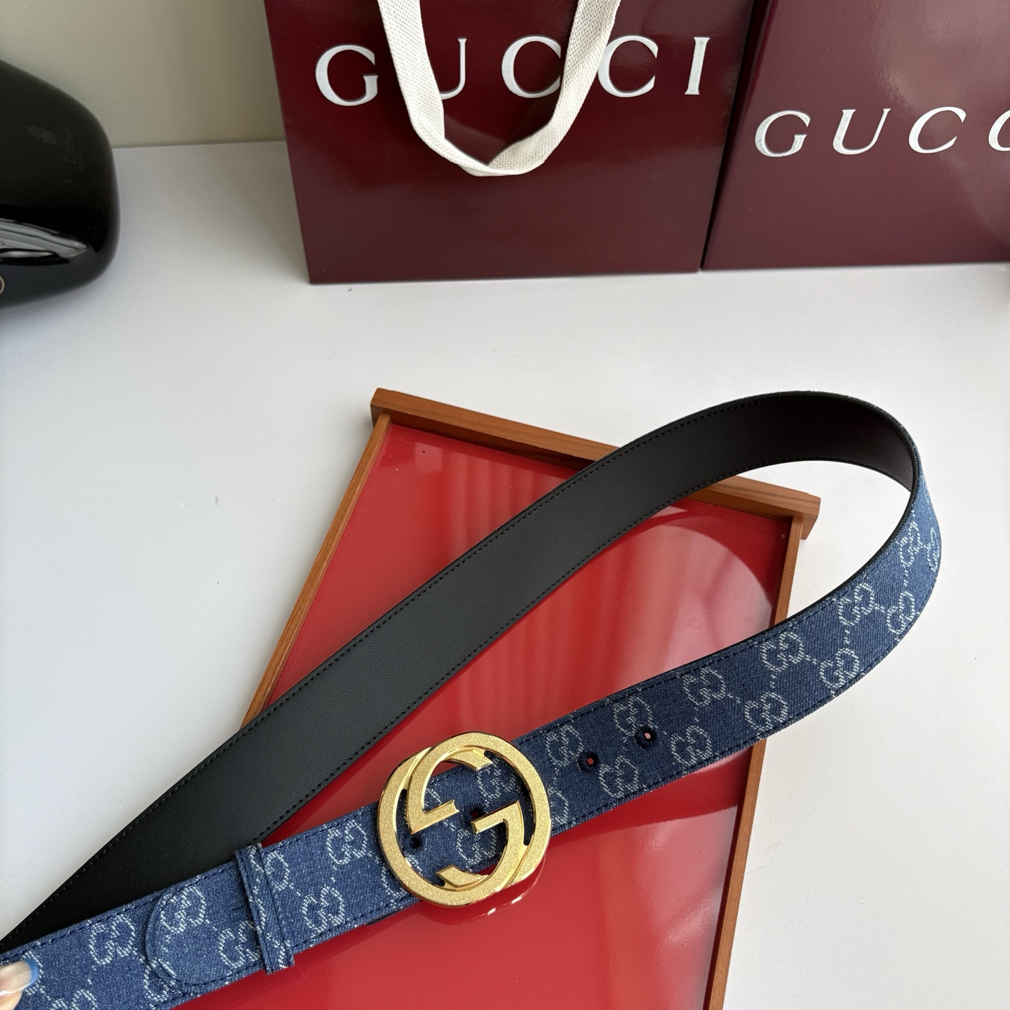 Gucci 经典原单品质，牛仔织布面搭配原版平纹底，精品铜扣，精工制作，细节看图，实物拍摄，高端奢华，宽度4.0cm
