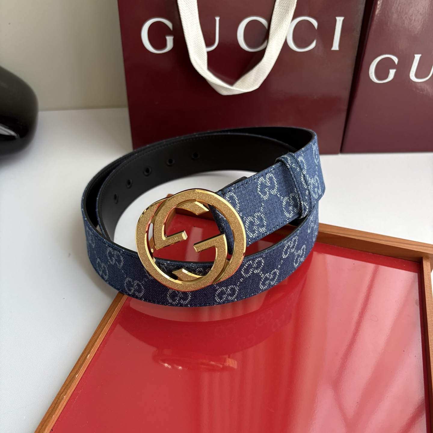 Gucci 经典原单品质，牛仔织布面搭配原版平纹底，精品铜扣，精工制作，细节看图，实物拍摄，高端奢华，宽度4.0cm