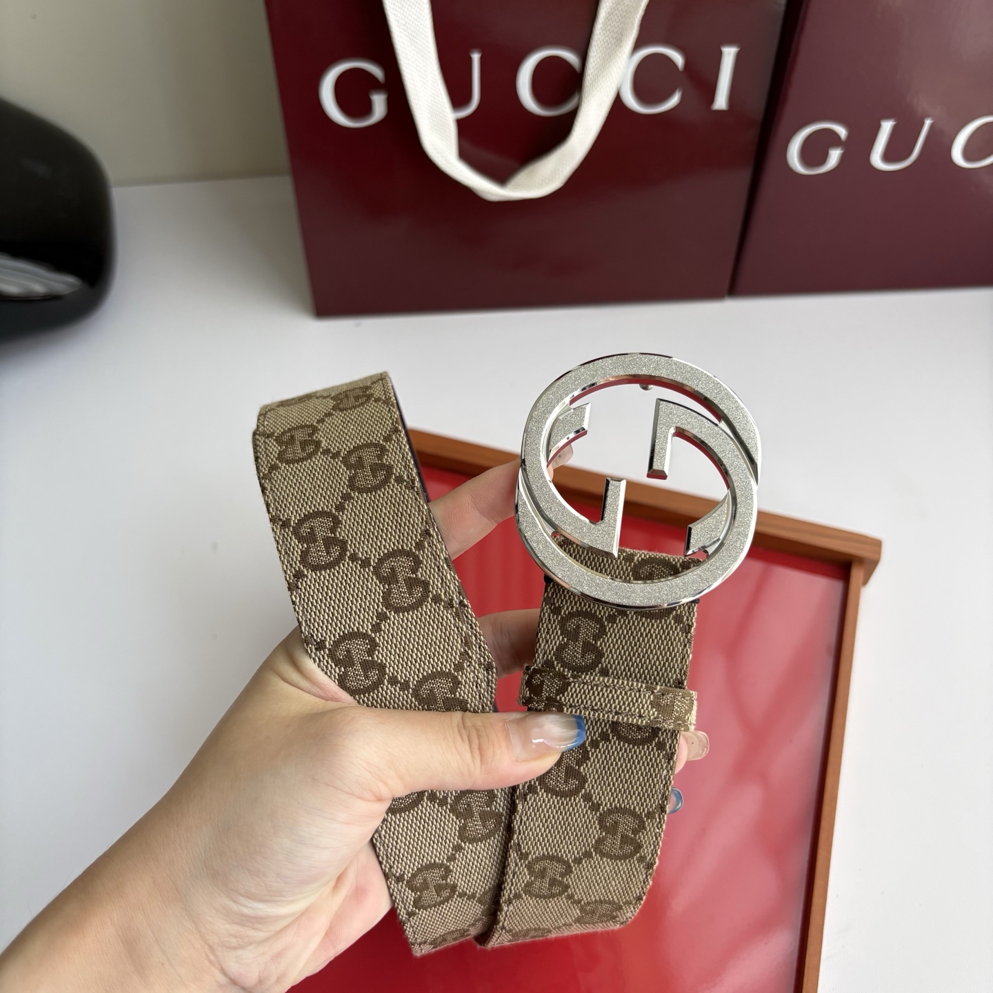 Gucci 经典原单品质，印花织布面搭配原版平纹底，精品铜扣，精工制作，细节看图，实物拍摄，高端奢华，宽度4.0cm