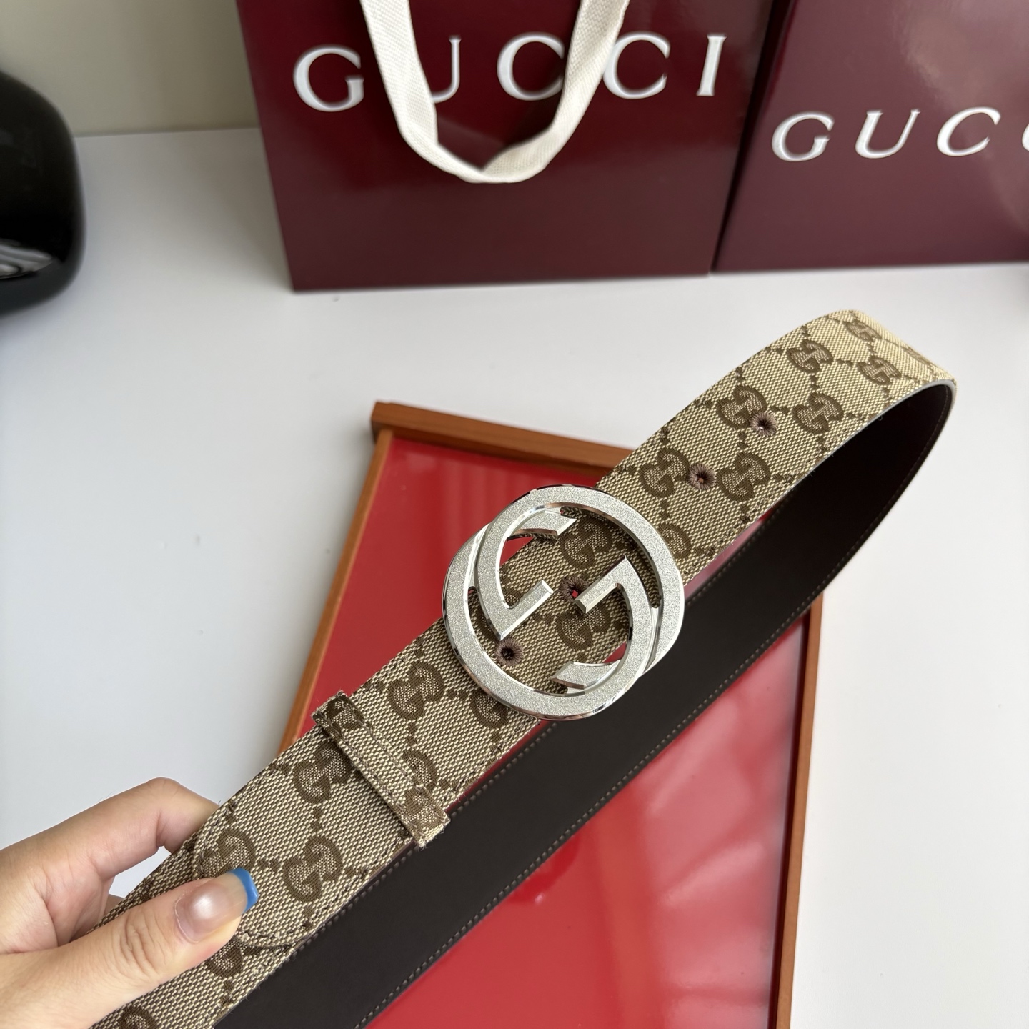 Gucci 经典原单品质，印花织布面搭配原版平纹底，精品铜扣，精工制作，细节看图，实物拍摄，高端奢华，宽度4.0cm