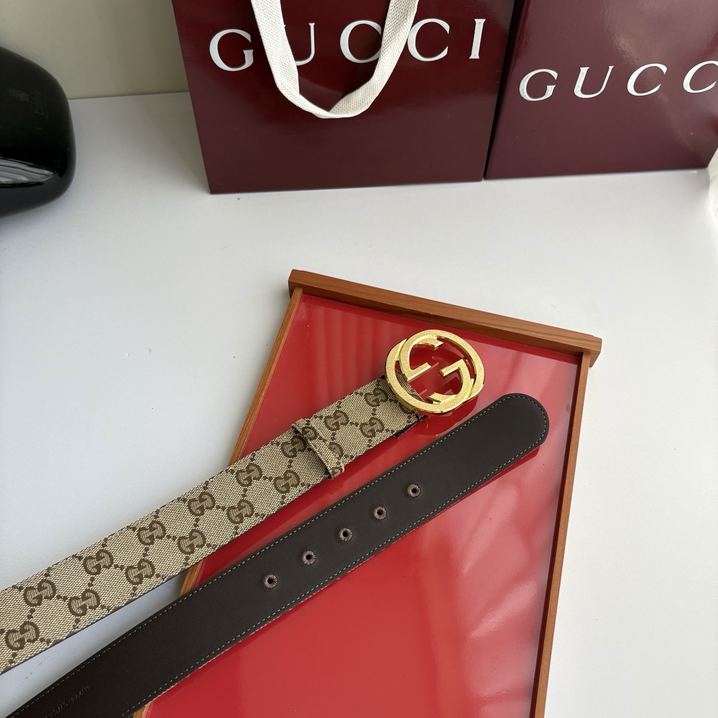 Gucci 经典原单品质，印花织布面搭配原版平纹底，精品铜扣，精工制作，细节看图，实物拍摄，高端奢华，宽度4.0cm
