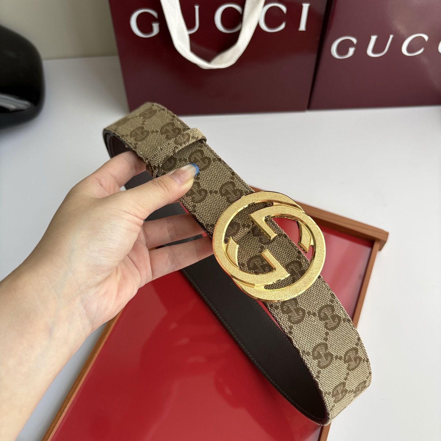 Gucci 经典原单品质，印花织布面搭配原版平纹底，精品铜扣，精工制作，细节看图，实物拍摄，高端奢华，宽度4.0cm
