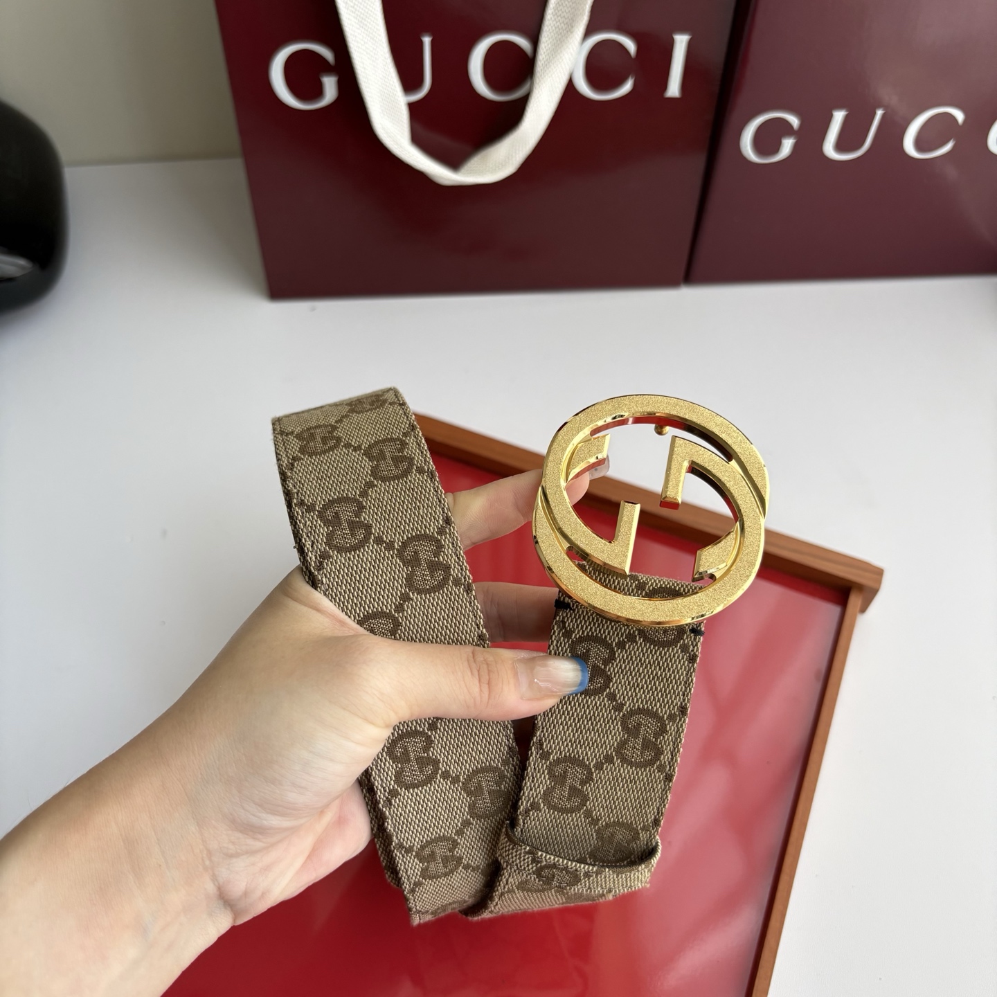 Gucci 经典原单品质，印花织布面搭配原版平纹底，精品铜扣，精工制作，细节看图，实物拍摄，高端奢华，宽度4.0cm