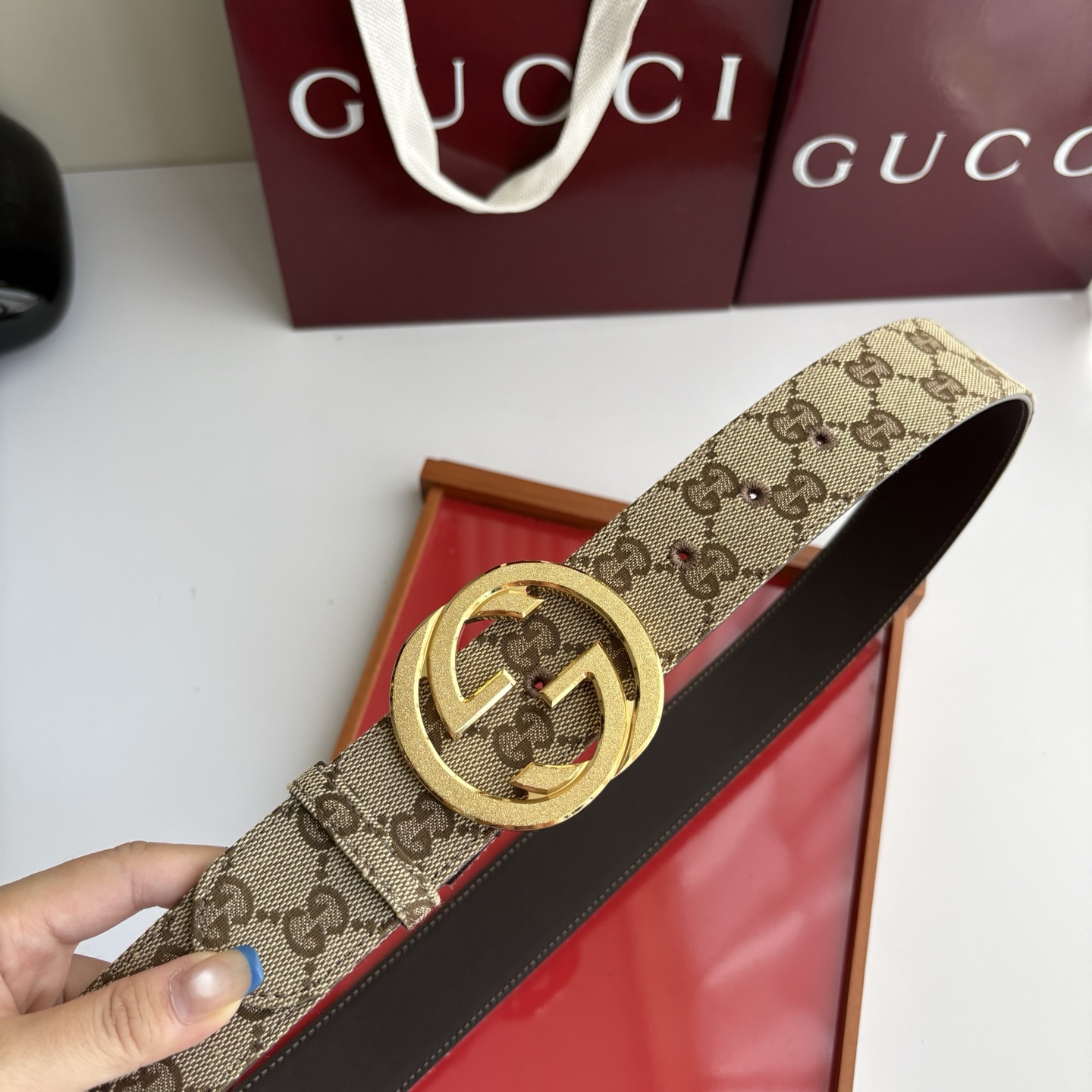 Gucci 经典原单品质，印花织布面搭配原版平纹底，精品铜扣，精工制作，细节看图，实物拍摄，高端奢华，宽度4.0cm